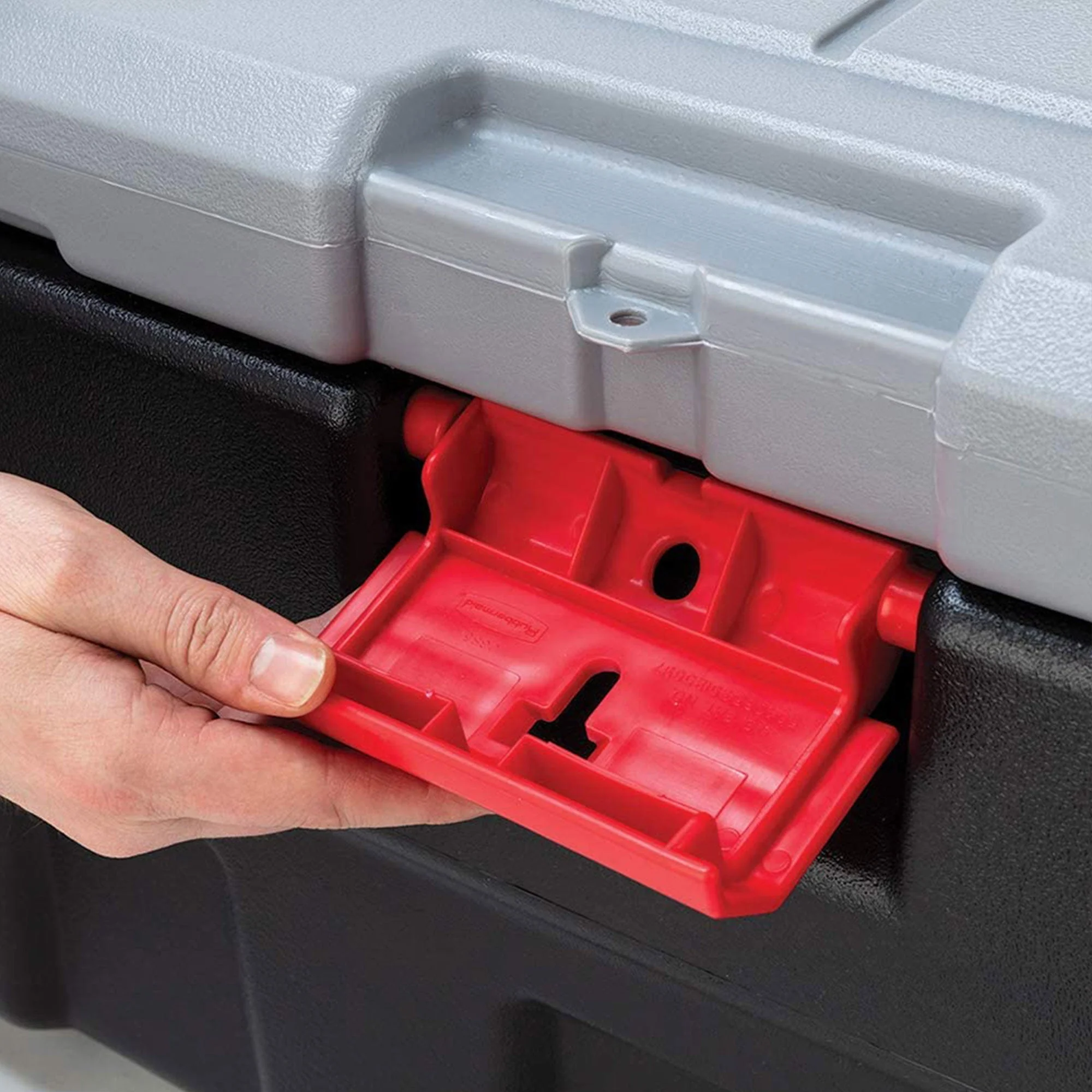 Rubbermaid 35 Gallon Black Action Packer Lockable Latch Storage Box Tote, Single - Image 2