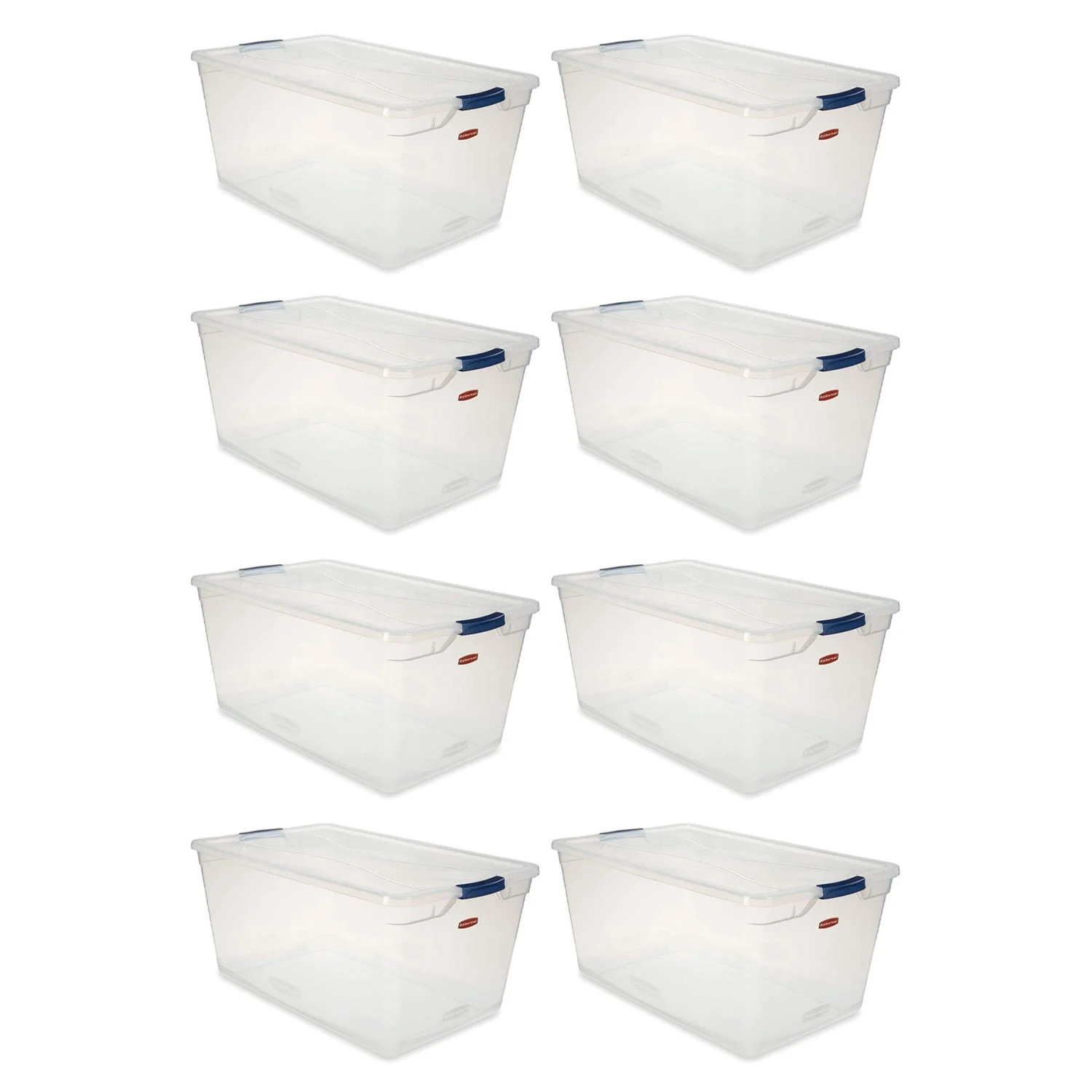 Rubbermaid Cleverstore 95 Quart Plastic Storage Container & Lid, Clear (8 Pack)