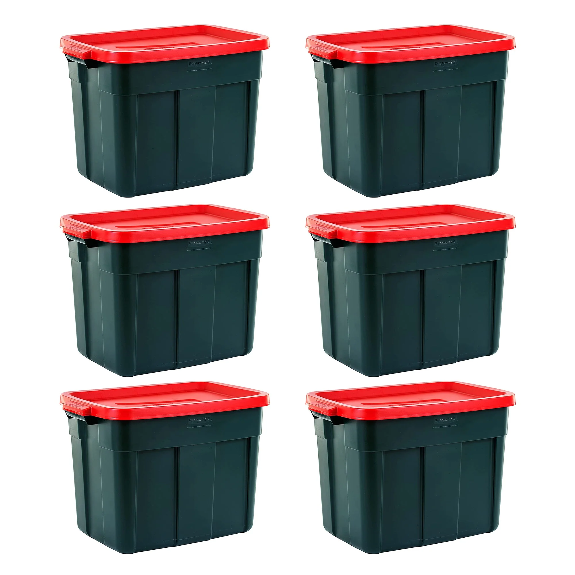 Rubbermaid Roughneck 18 Gal Plastic Holiday Storage Tote, Green and Red (6 Pack) - Image 10