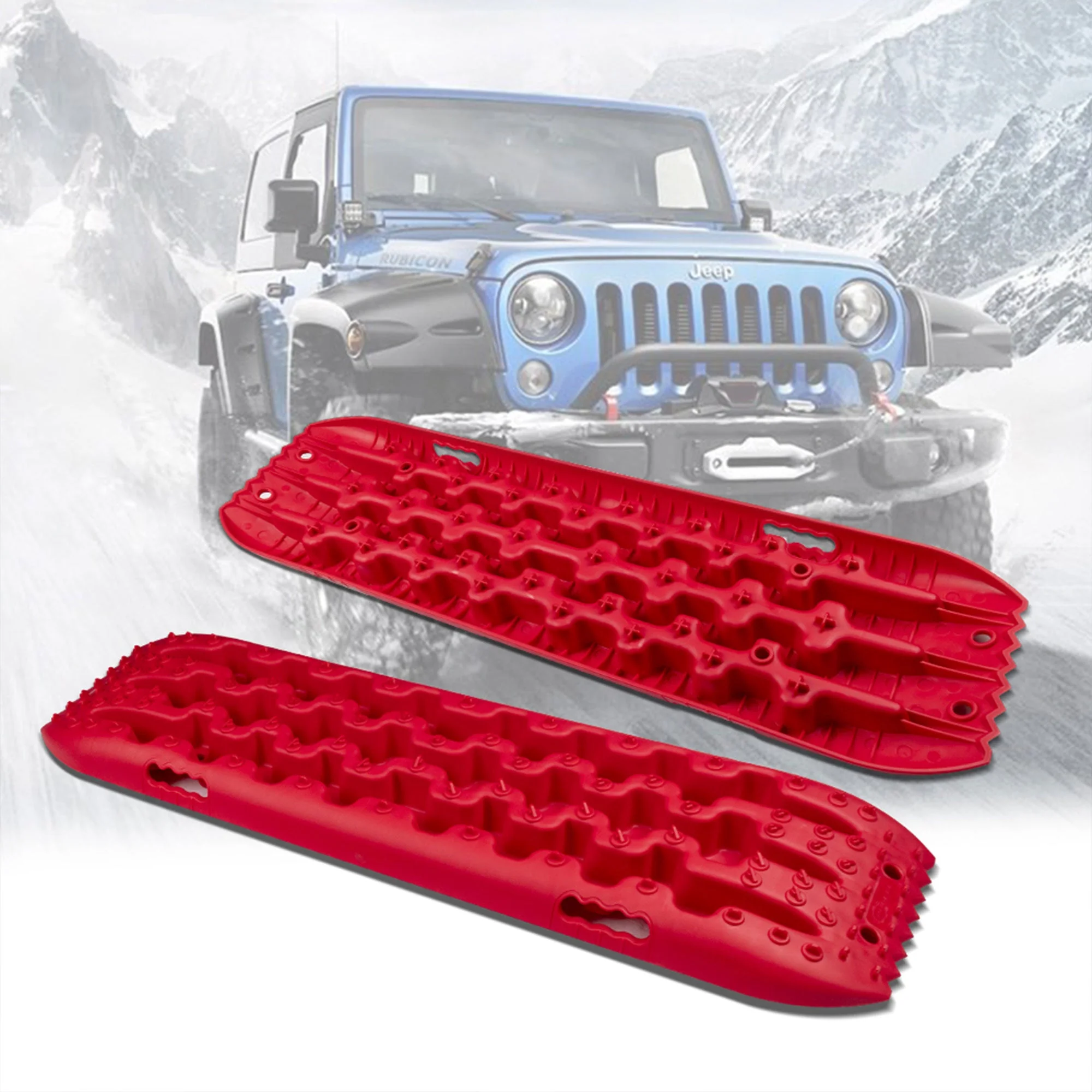 RUGCEL WINCH Quick Recovery Emergency 4 Wheel Drive Tire Traction Board Mats,Red - Image 4