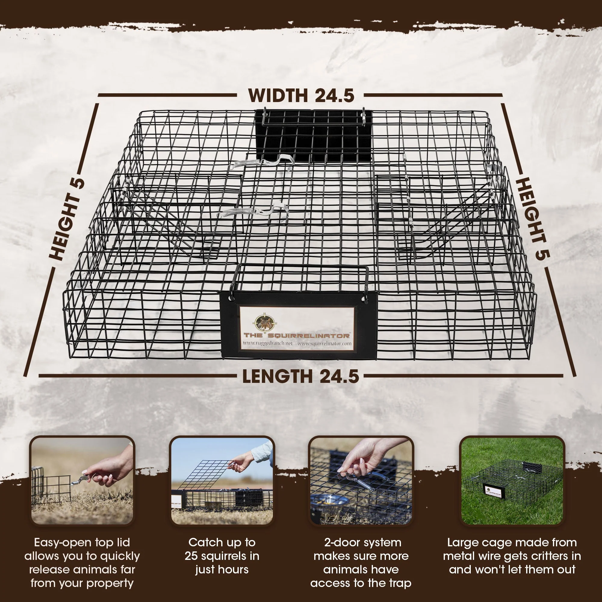 Rugged Ranch SQRTO Squirrelinator Squirrel 2 Door Trap Cage (2 Pack) - Image 2