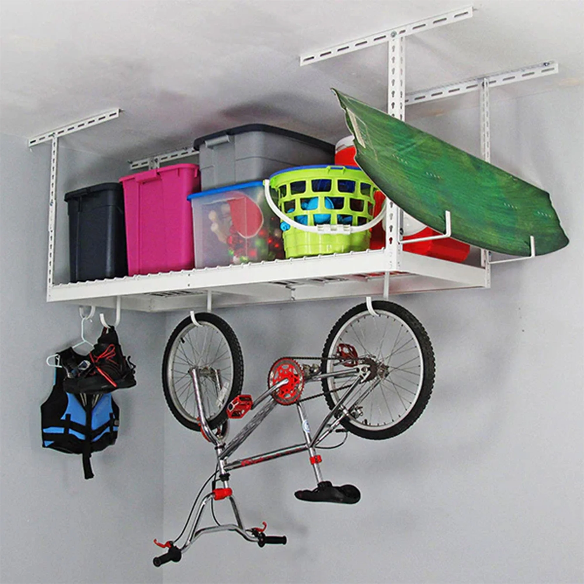 SafeRacks 2' x 6' Overhead Garage Storage Rack Holds Up to 300 Pounds, White - Image 7