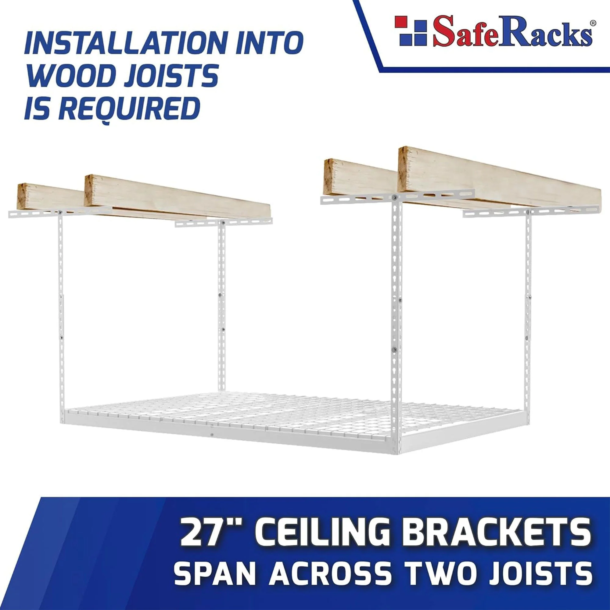 SafeRacks 3' x 6' Overhead Garage Storage Rack Holds Up to 400 Pounds, White - Image 4
