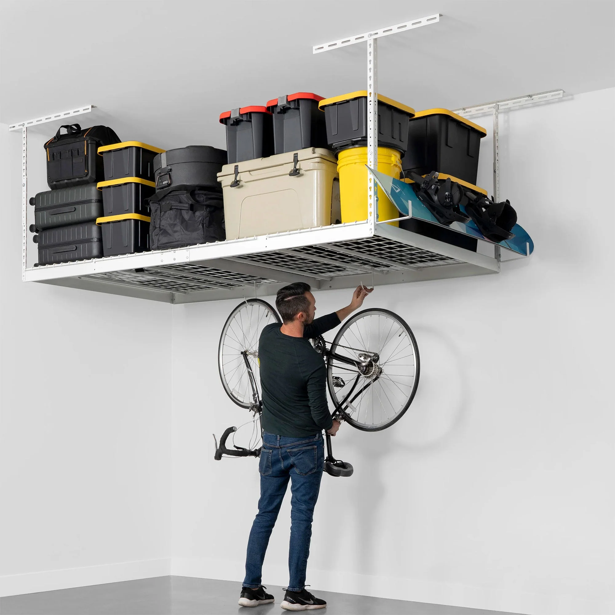 SafeRacks 4' x 8' Overhead Garage Storage Rack Holds Up to 600 Pounds, White - Image 9
