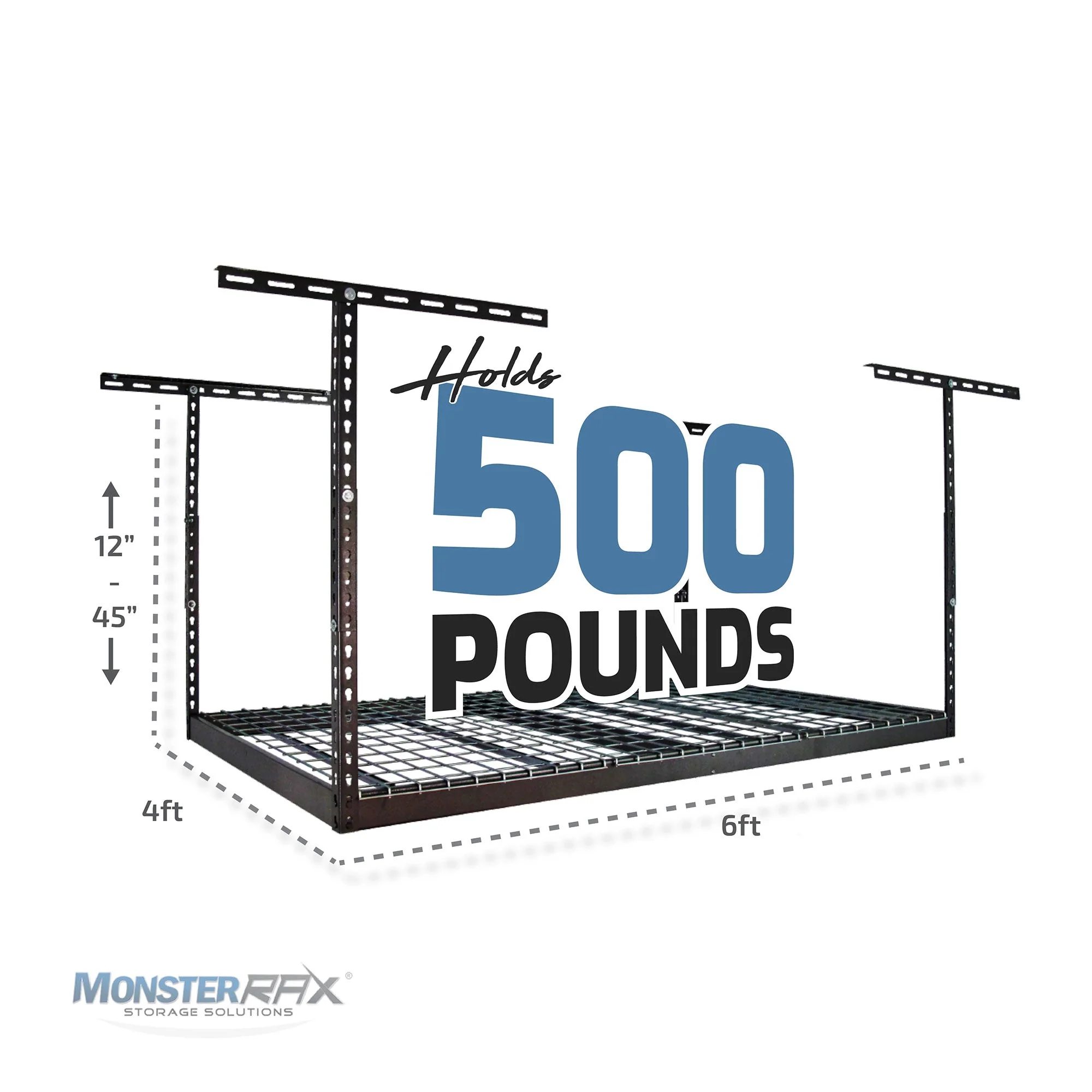 SafeRacks Big Box 4'x6' Steel Overhead Storage Rack w/Adjustable Ceiling Drop - Image 2