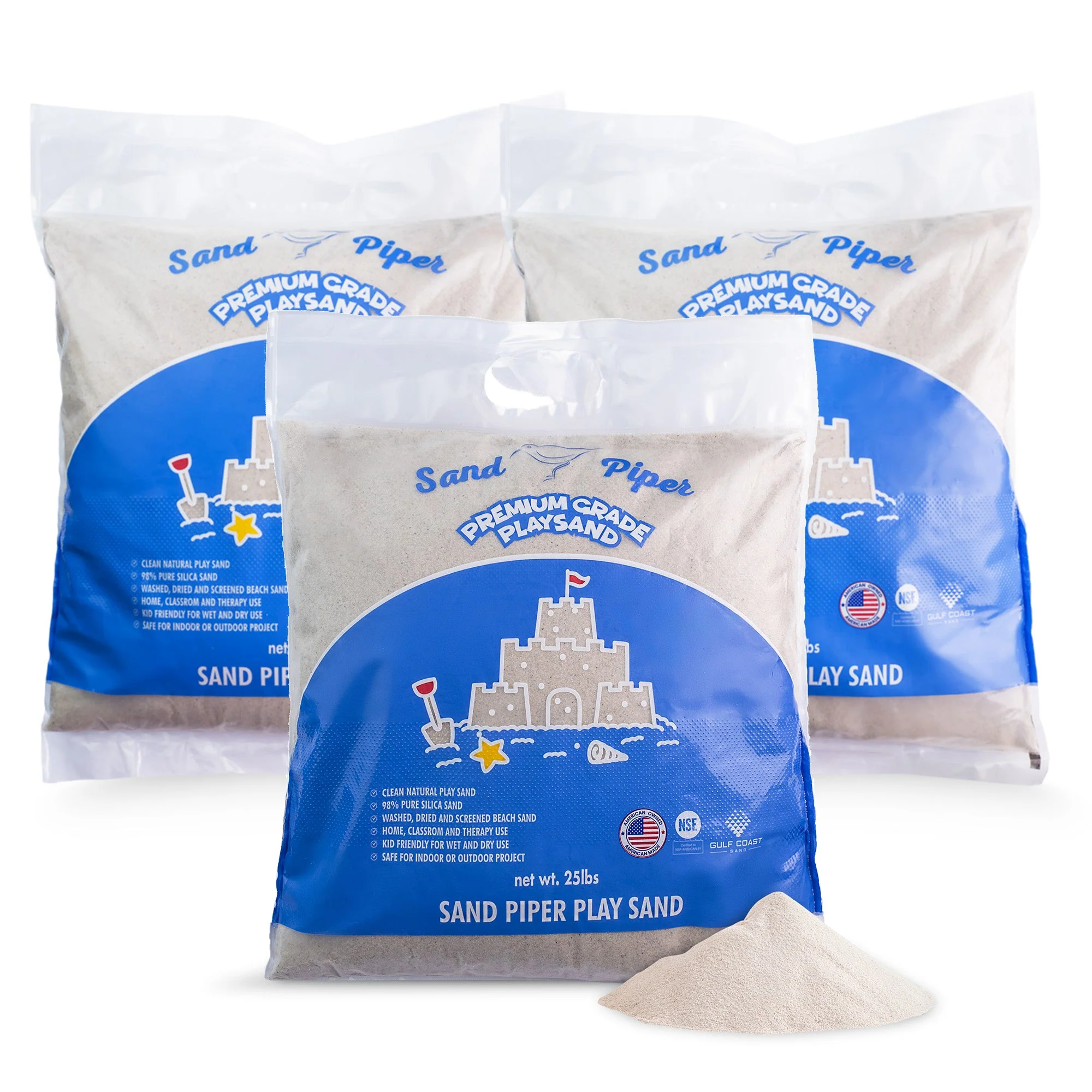 SandPiper 25Lb Premium Grade Multi-Use Play Sand w/Chemical Free Formula, 3 Pack