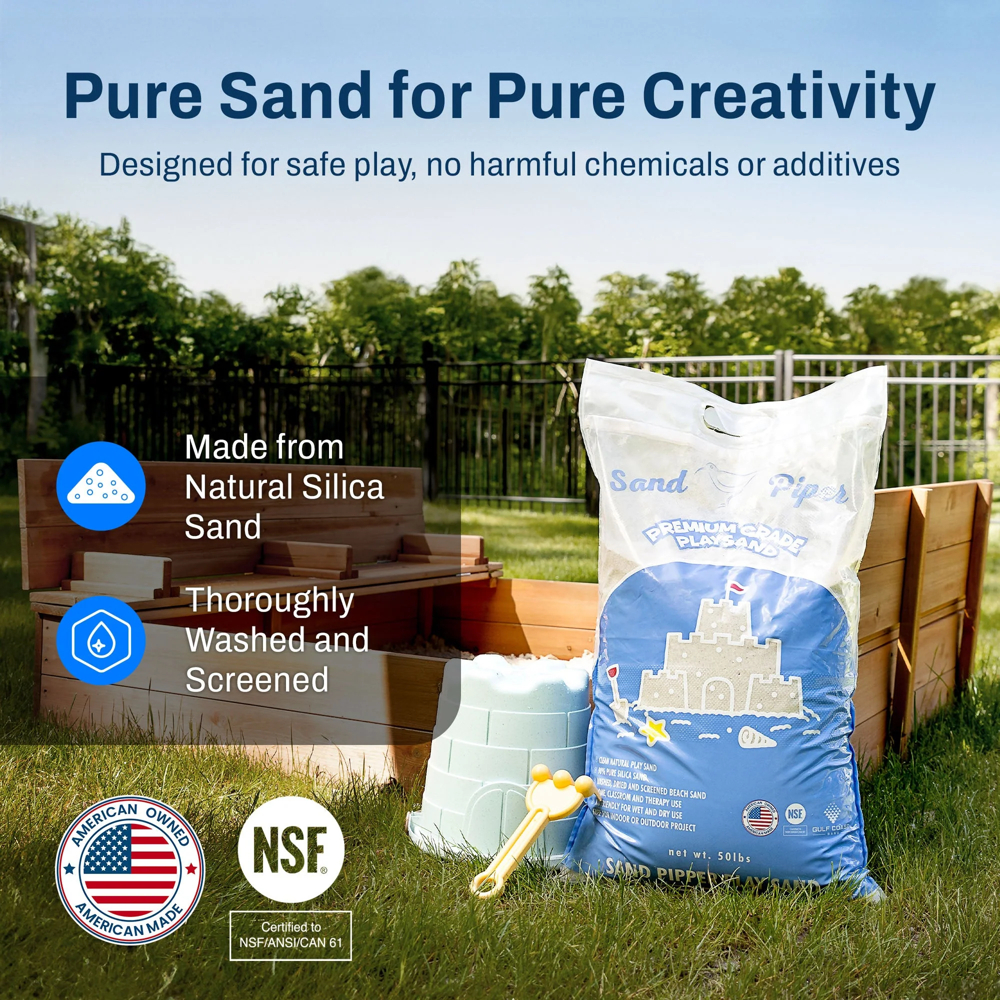 Sandpiper Multiuse Play Sand for Kids, Indoor Outdoor Silica Sand, 50 Lb Bag - Image 3