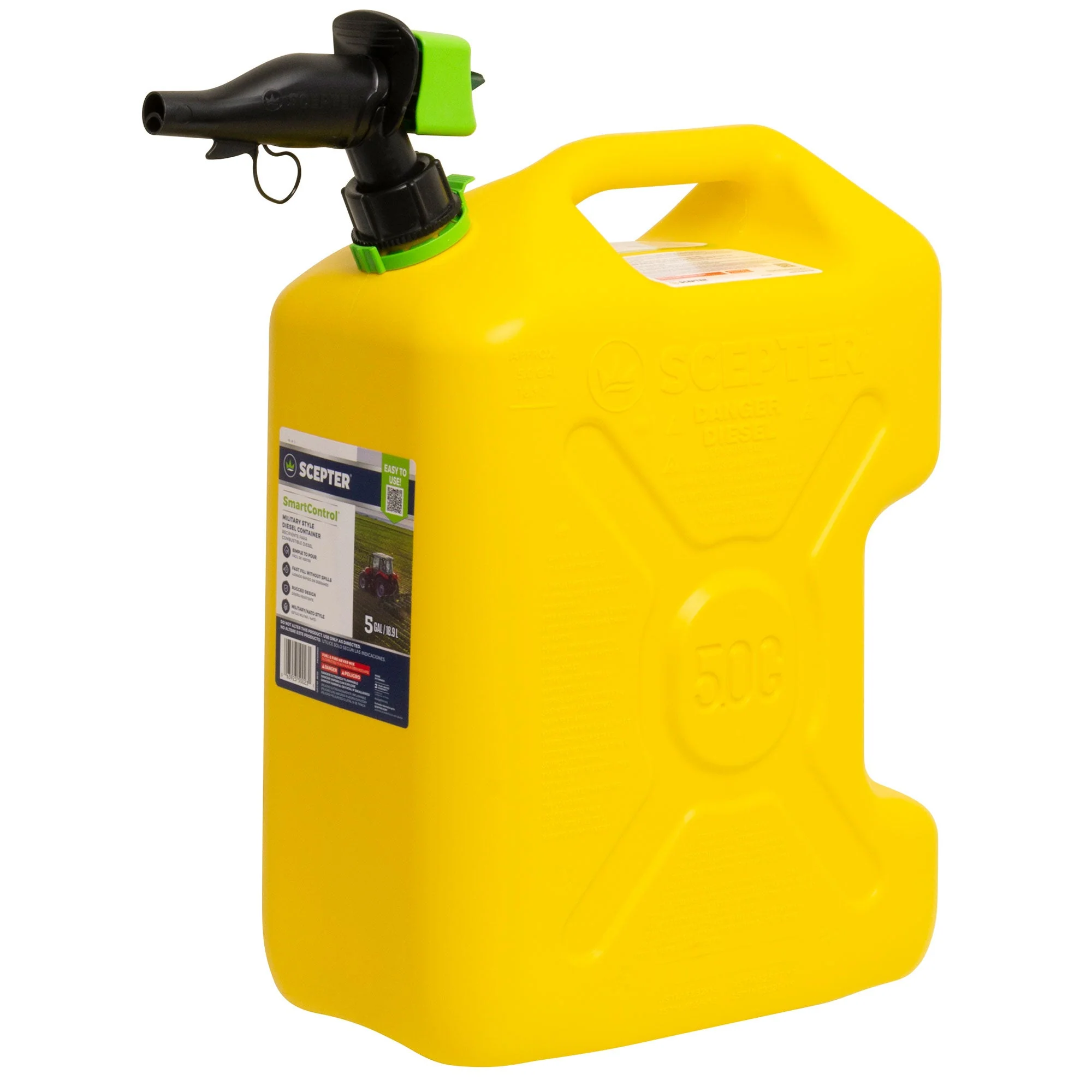 Scepter SmartControl Dual Handle Diesel Gas Container Jug, 5 Gal, 2 Pack, Yellow - Image 2