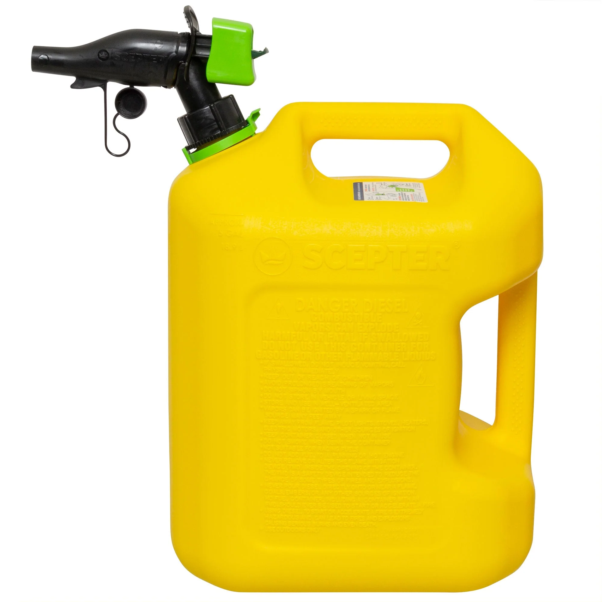 Scepter SmartControl Rear Handle Diesel Gas Container Jug, 5 Gal/18.9L, Yellow - Image 10