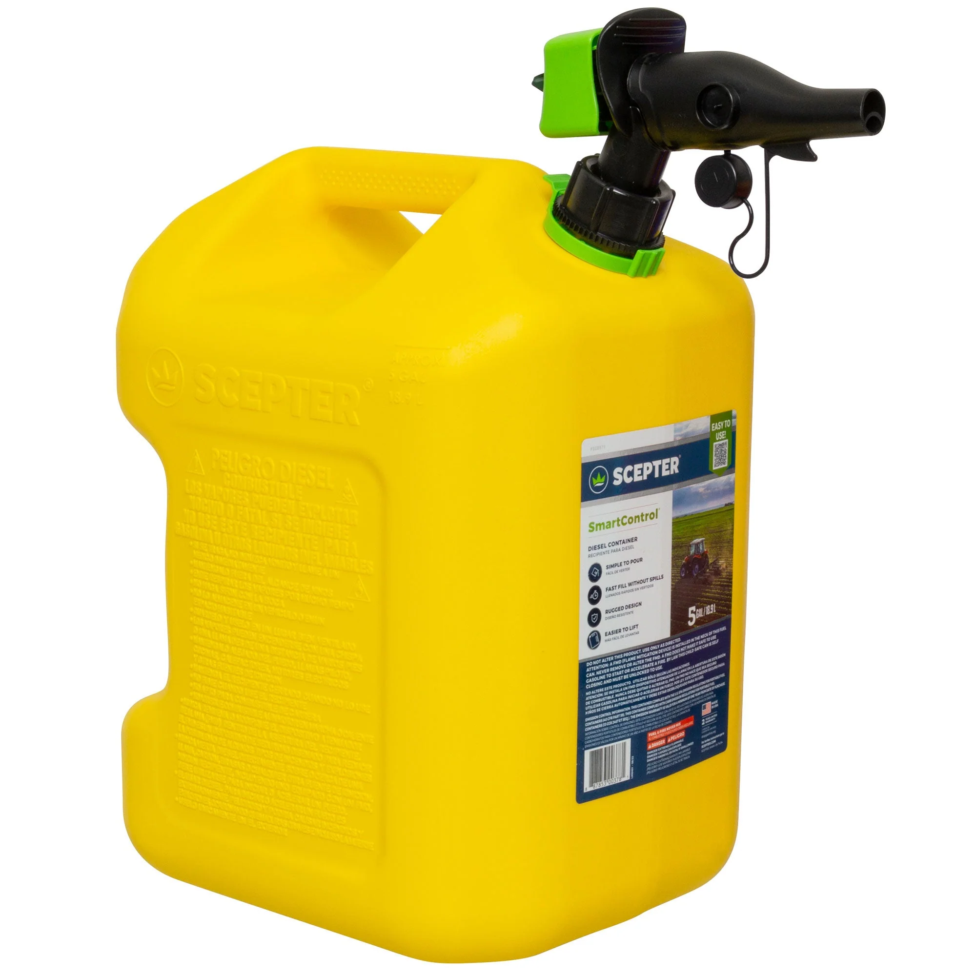 Scepter SmartControl Rear Handle Diesel Gas Jug, 5 Gal/18.9L, 4 Pack, Yellow - Image 2