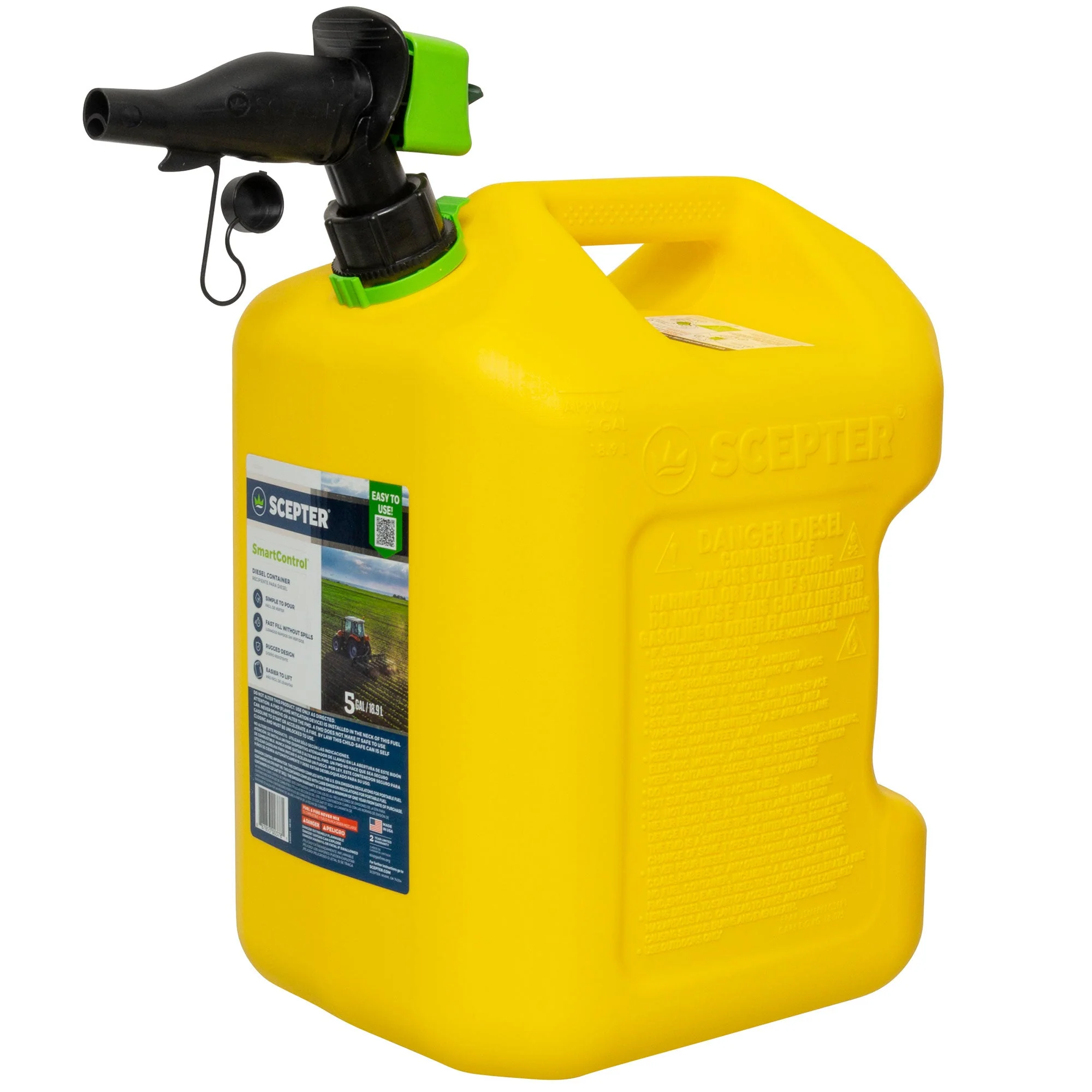 Scepter SmartControl Rear Handle Diesel Gas Jug, 5 Gal/18.9L, 4 Pack, Yellow - Image 9