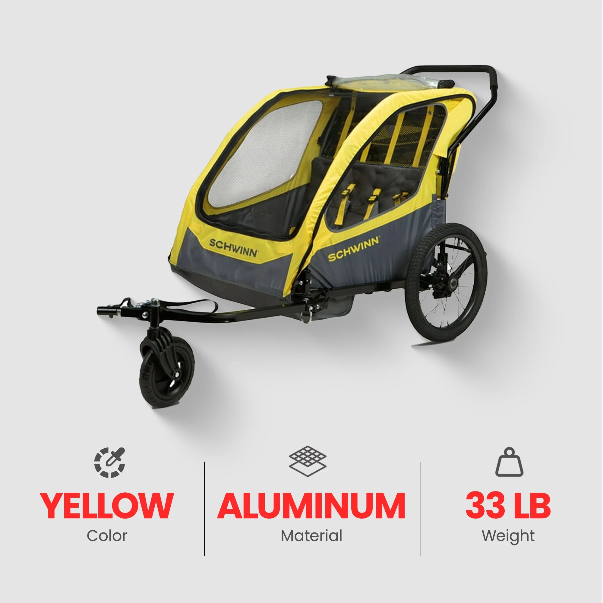 Schwinn Willow River Double Trailer with Stroller Kit and Aluminum Frame Design - Image 3