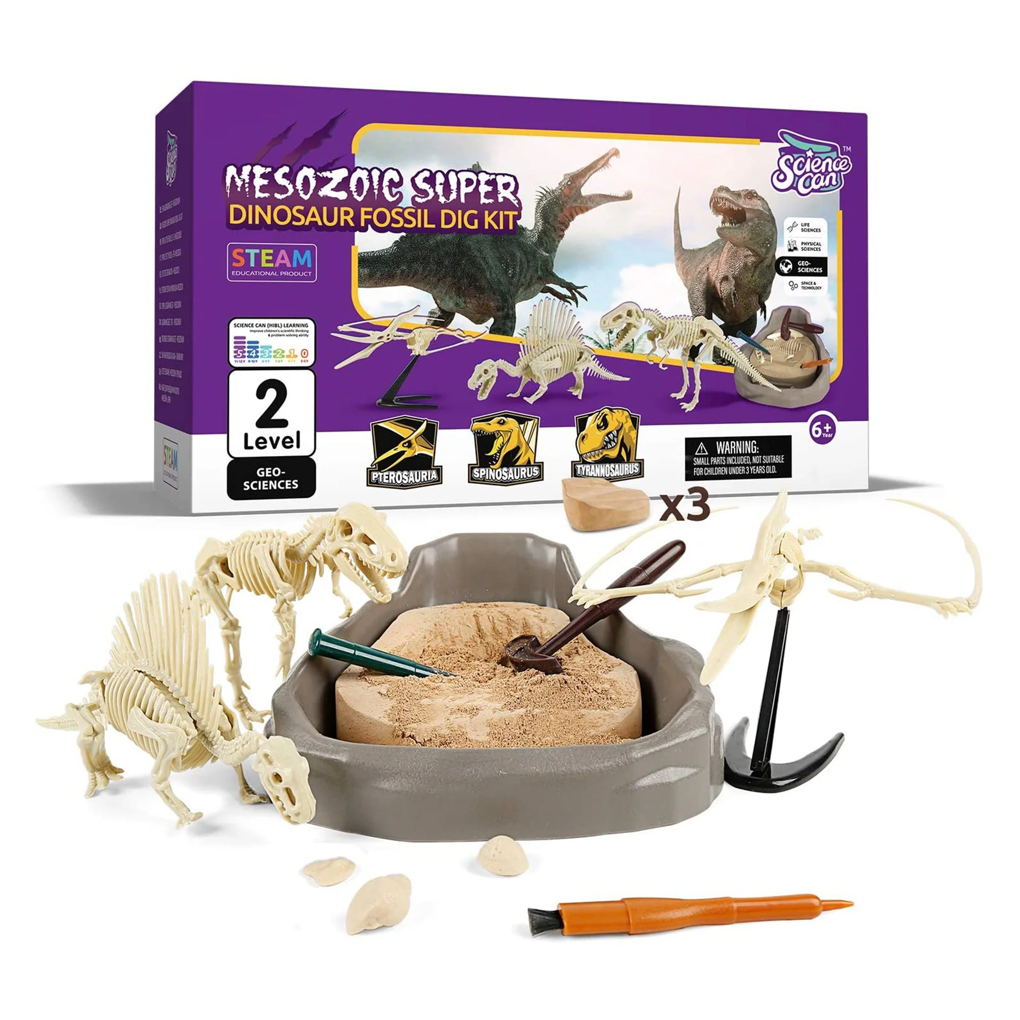 Science Can 160003G-1 Mesozoic Era Super Dinosaur Fossil Dig Kit for Ages 6 & Up - Image 6