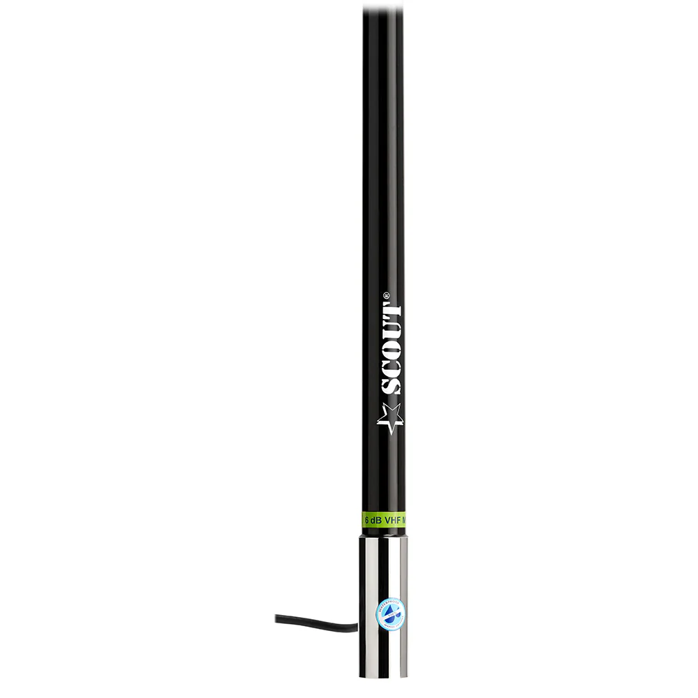 Scout 8' Black VHF Antenna 6dB Heavy Stainless Steel Ferrule w/6M RG-8x Includes PL-259 Heavy Duty Offshore Antenna KS-43 - Image 2