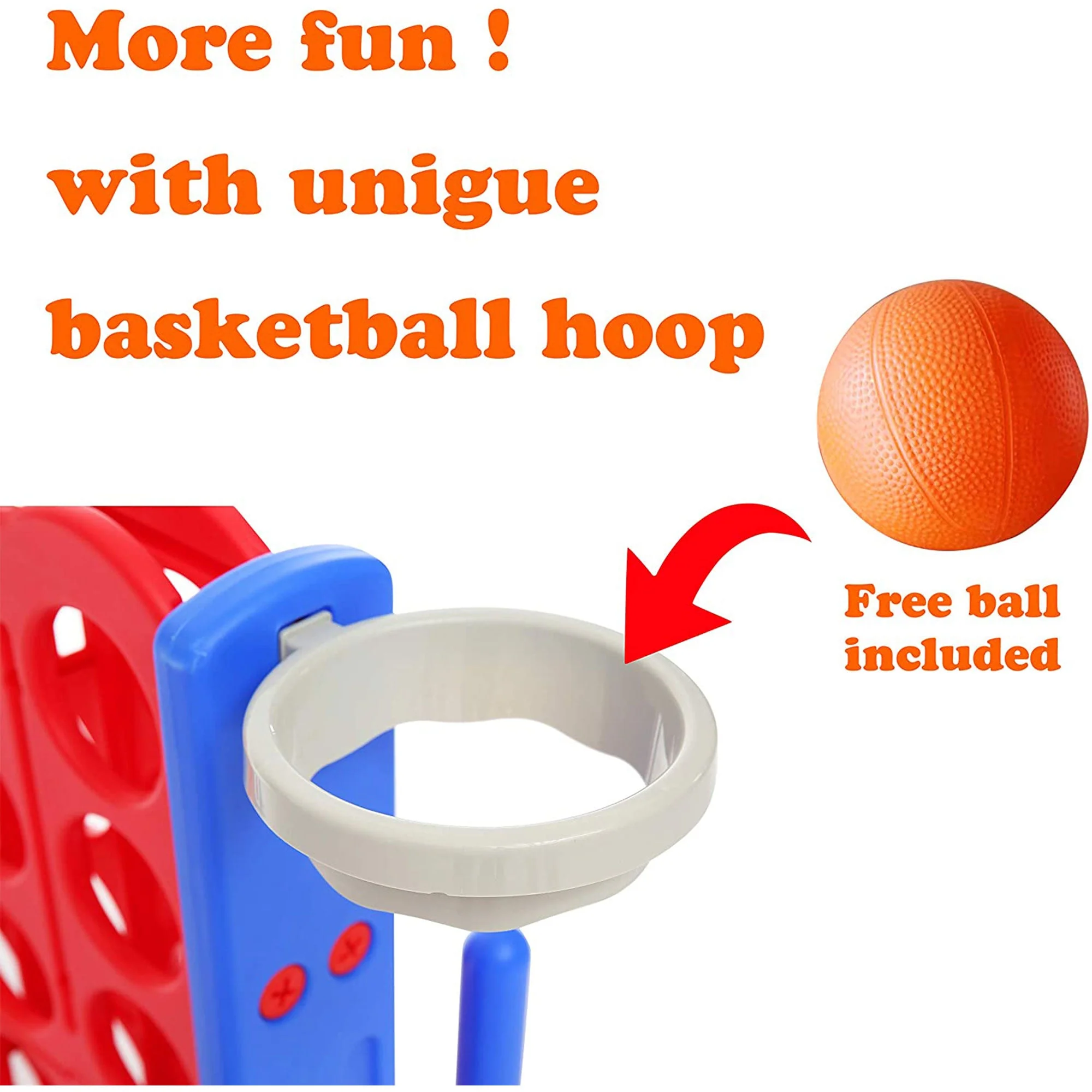 SDADI Giant 64 Inch 4-In-A-Row Game and Basketball Game for Kids, Blue and Red - Image 4