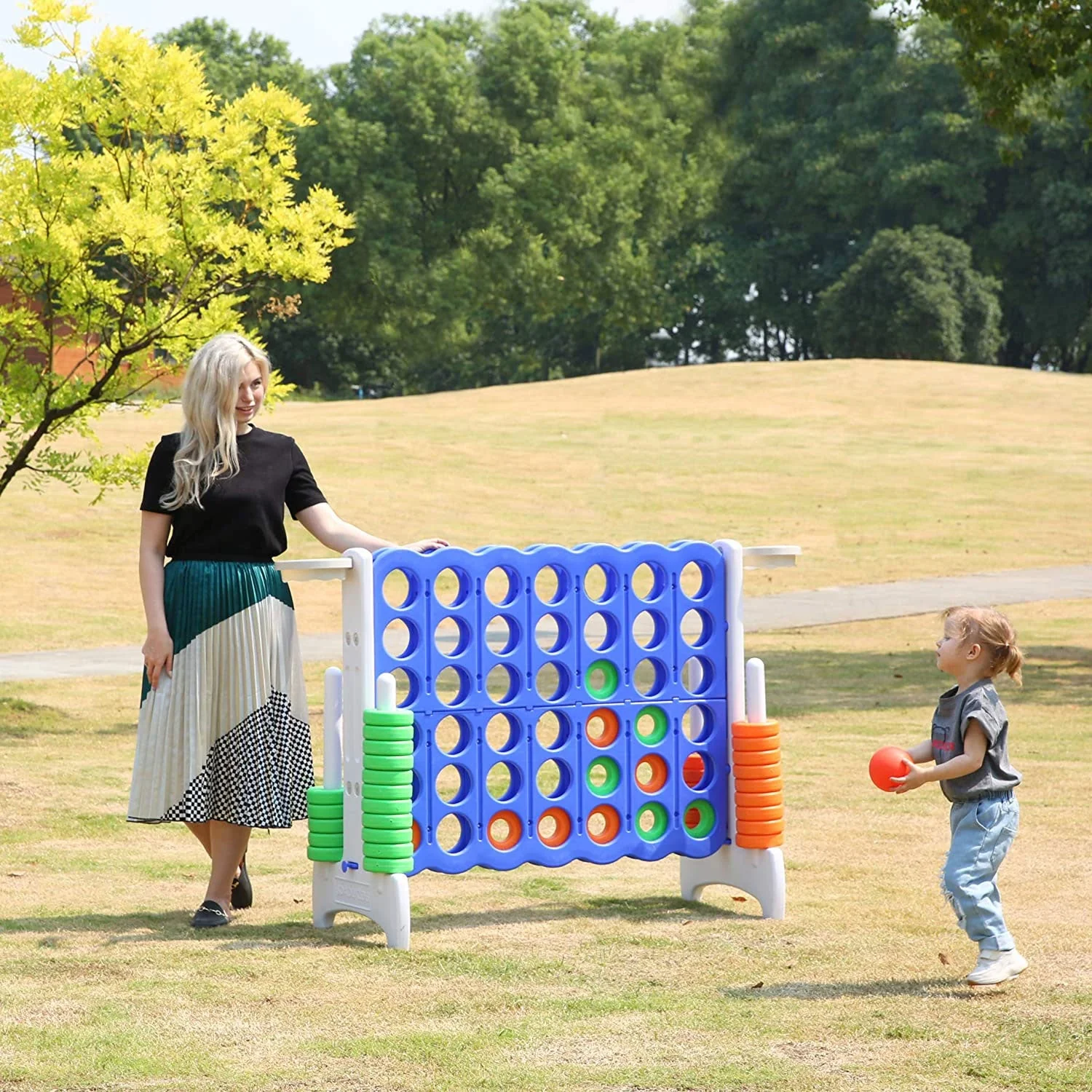 SDADI Giant Jumbo 4 in a Row Connect Game Indoor Outdoor Yard Game with Hoops - Image 7