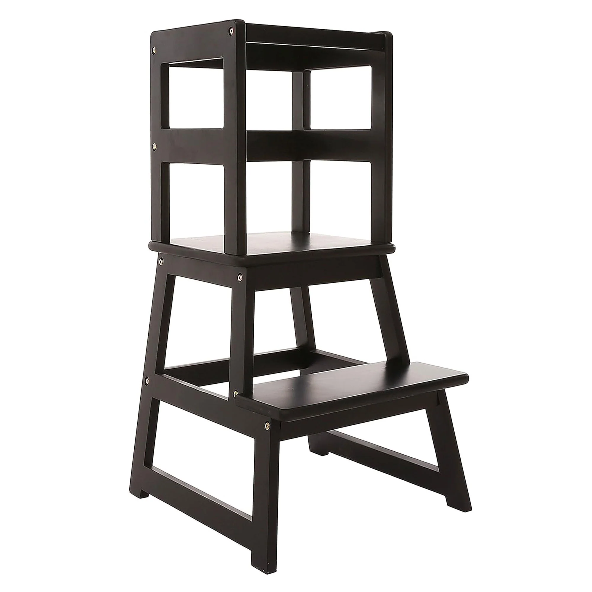 SDADI Kids Kitchen Step Stool Holds up to 150 Pounds with Safety Rail, Black