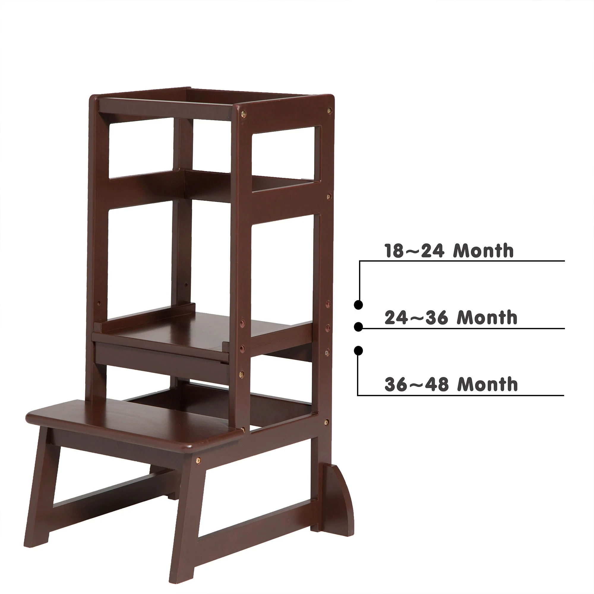 SDADI LT05E Mother's Helper Adjustable Height Kids Kitchen Step Stool, Espresso - Image 2