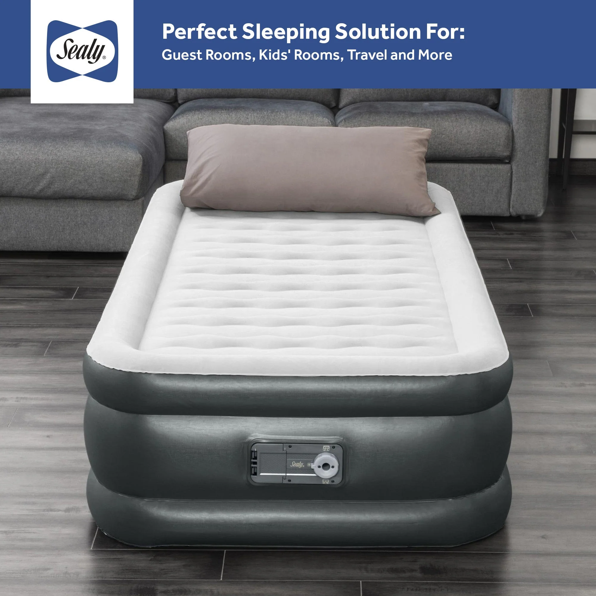 Sealy Tritech Twin Sized 18" Air Mattress Bed 2 Person w/Built-In AC Pump & Bag - Image 3