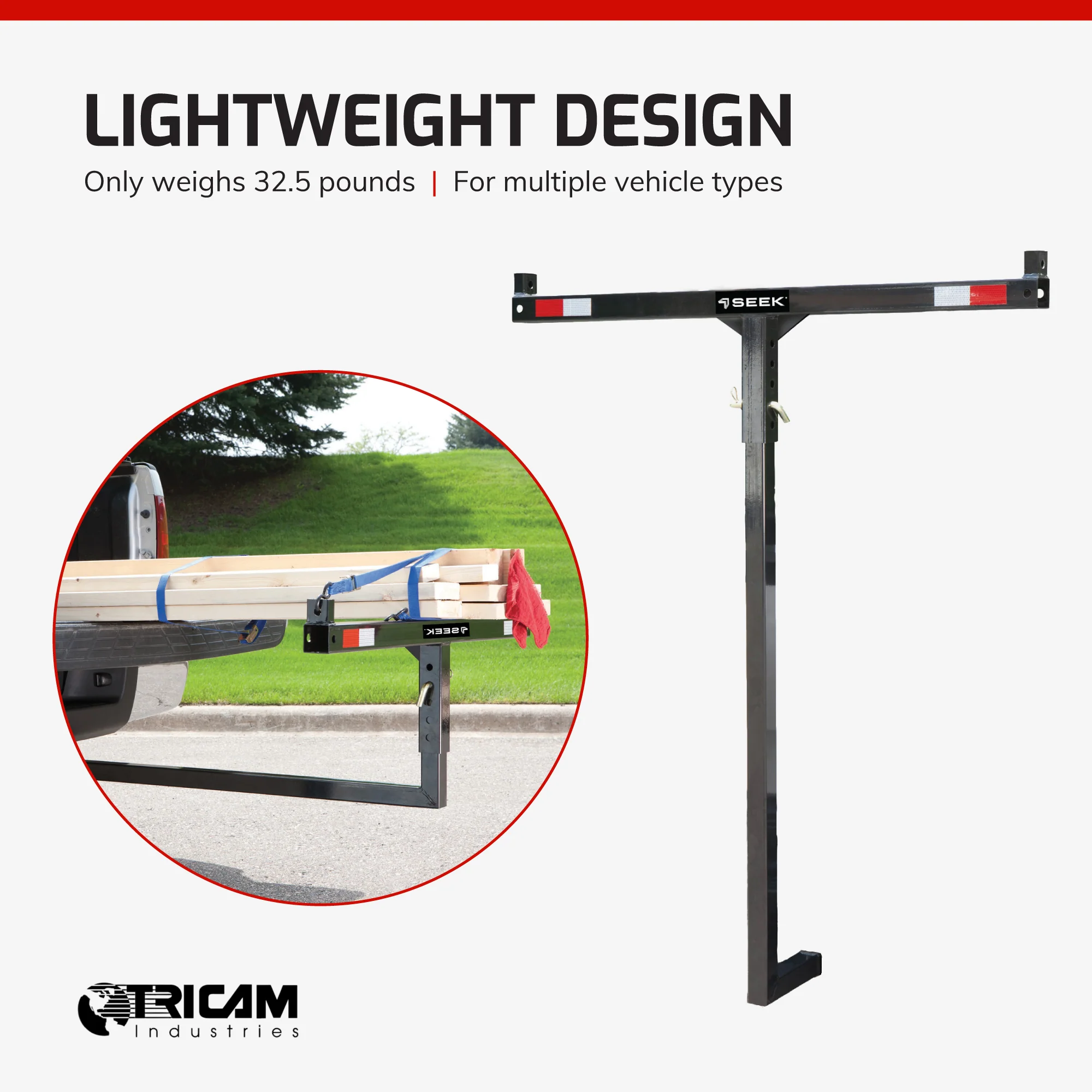 SEEK Adjustable Hitch Mounted Steel Load Extender for Canoes & Kayaks, Black - Image 6