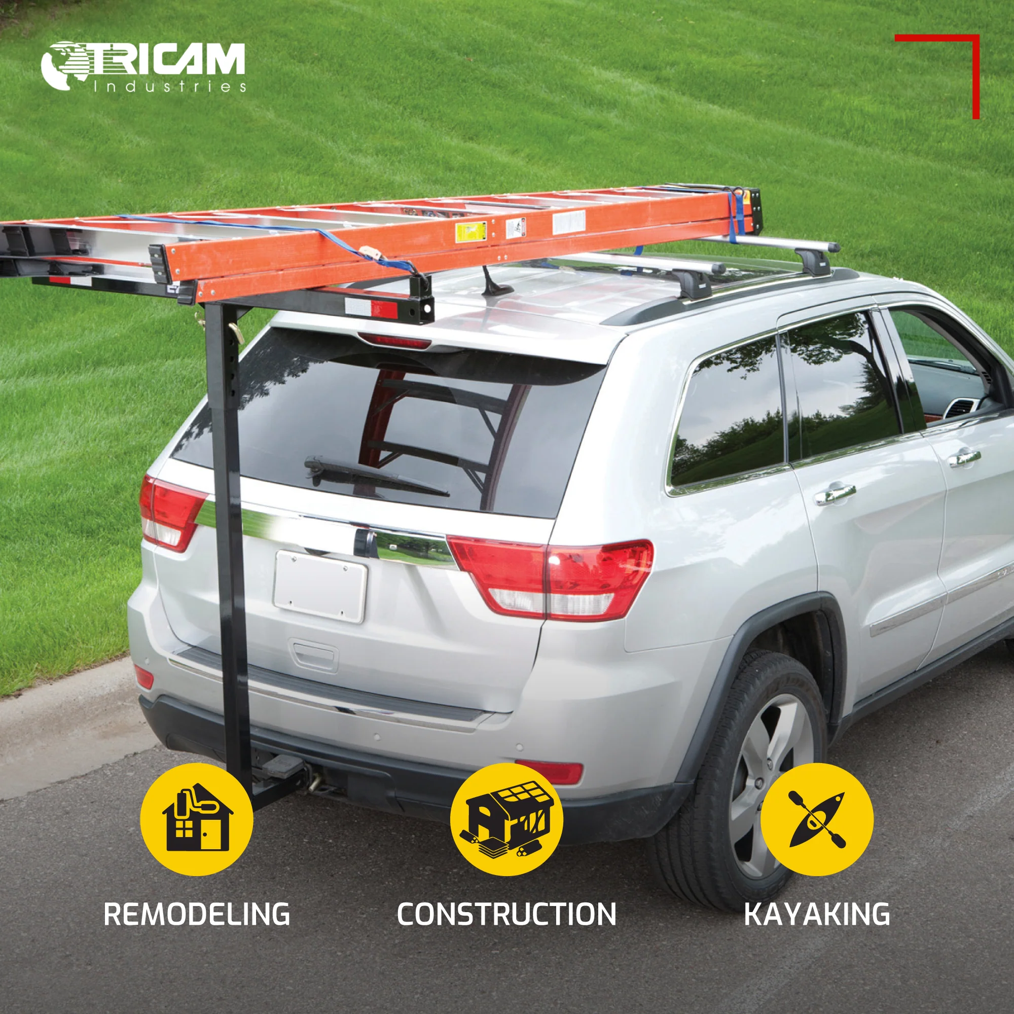 SEEK Adjustable Hitch Mounted Steel Load Extender for Canoes & Kayaks, Black - Image 7