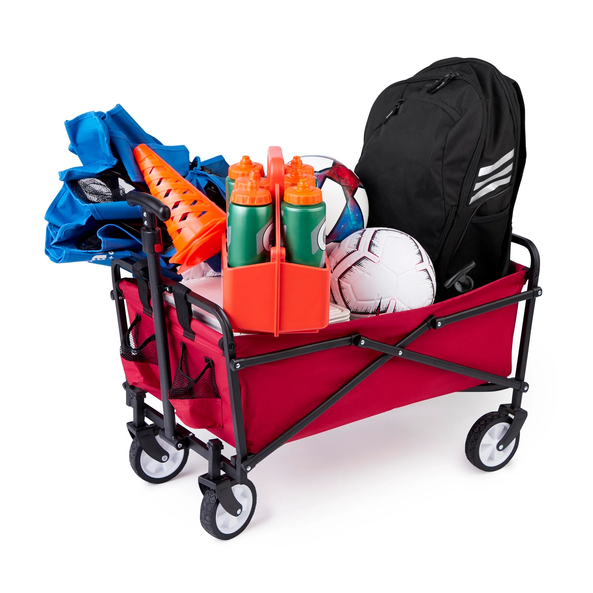 Seina Steel Collapsible Folding Outdoor Portable Utility Cart in Red (3 Pack) - Image 2