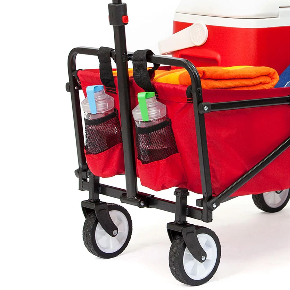 Seina Steel Collapsible Folding Outdoor Portable Utility Cart in Red (3 Pack) - Image 9