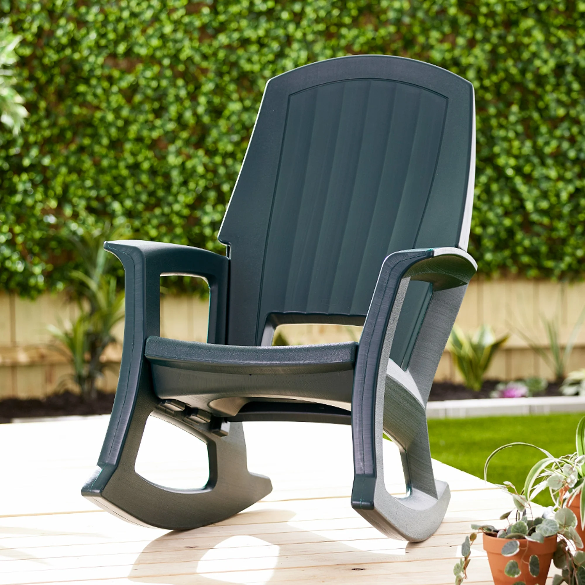 Semco Plastics Rockaway Heavy Duty All-Weather Outdoor Rocking Chair, Green - Image 6