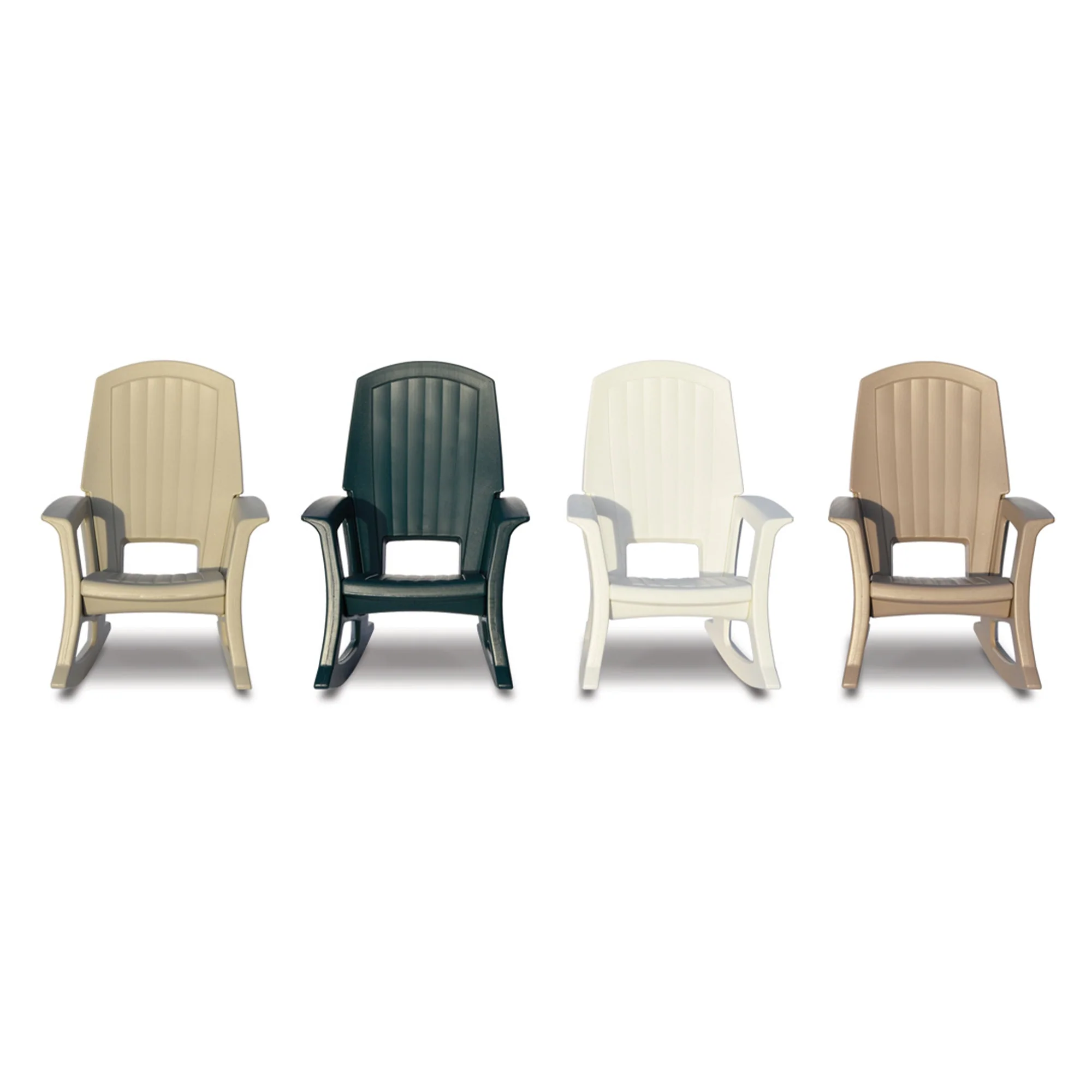 Semco Rockaway Heavy Duty All Weather Outdoor Rocking Chair, White (4 Pack) - Image 8