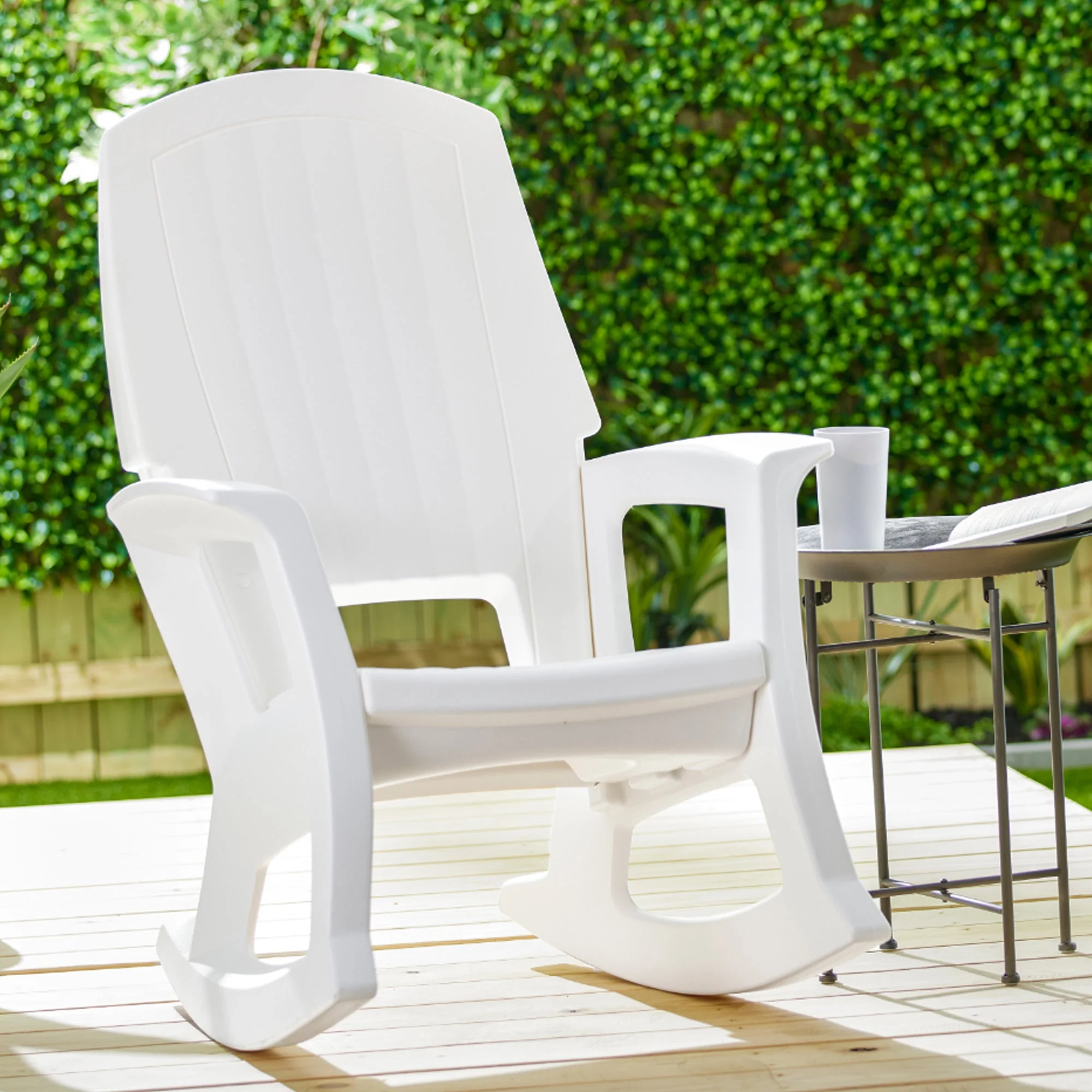 Semco Rockaway Heavy Duty All Weather Outdoor Rocking Chair, White (4 Pack) - Image 9