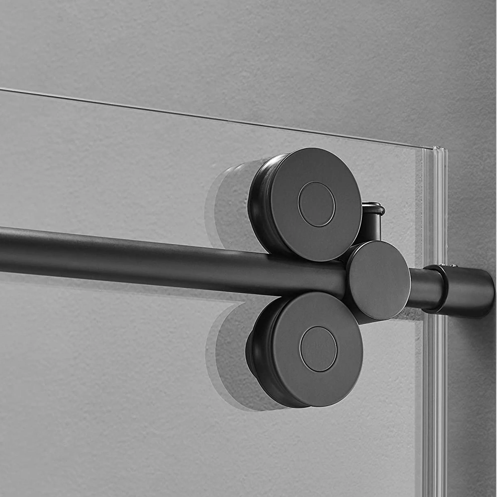 Serene Valley 52 x 74 Inch Big Roller Frameless Sliding Shower Door, Matte Black - Image 4