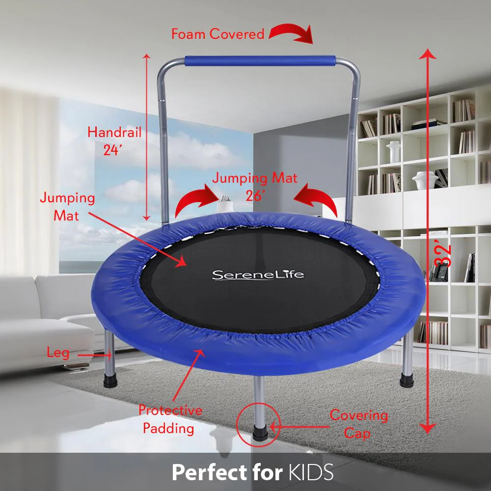 SereneLife 36 Inch Portable Highly Elastic Jumping Sports Trampoline, Kids Size - Image 2