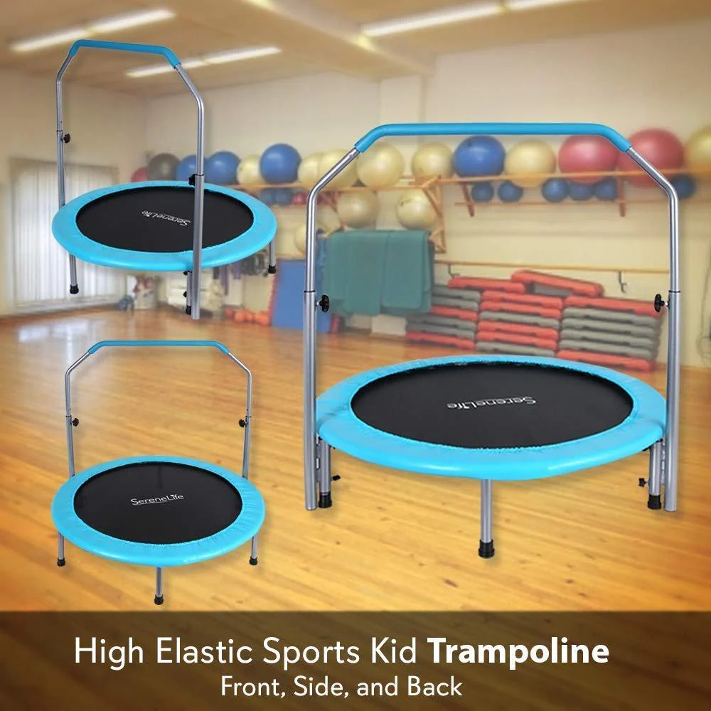 SereneLife 40 Inch Indoor Outdoor Fitness Trampoline with Padded Frame Cover - Image 4