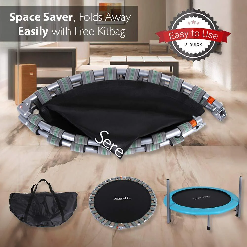 SereneLife 40 Inch Indoor Outdoor Fitness Trampoline with Padded Frame Cover - Image 7