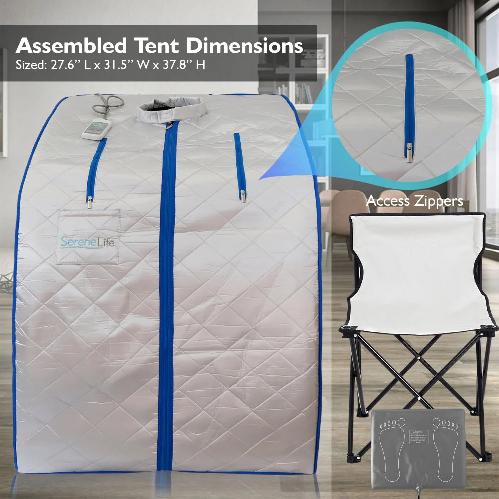 SereneLife Portable Infrared Home Spa 1 Person Steam Sauna with Foot Heating Pad - Image 8
