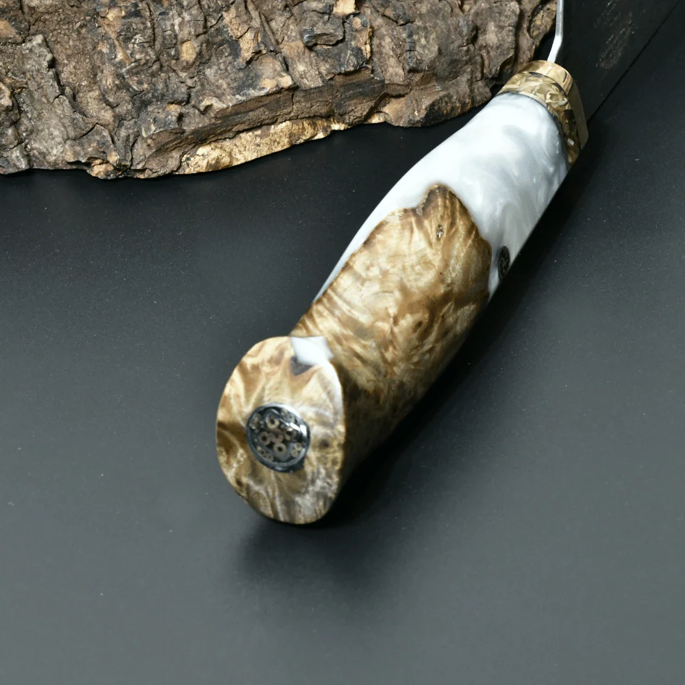 Shinobi VG10 Chef Knife with Olive Wood & Mother-of-Pearl Handle - Image 4