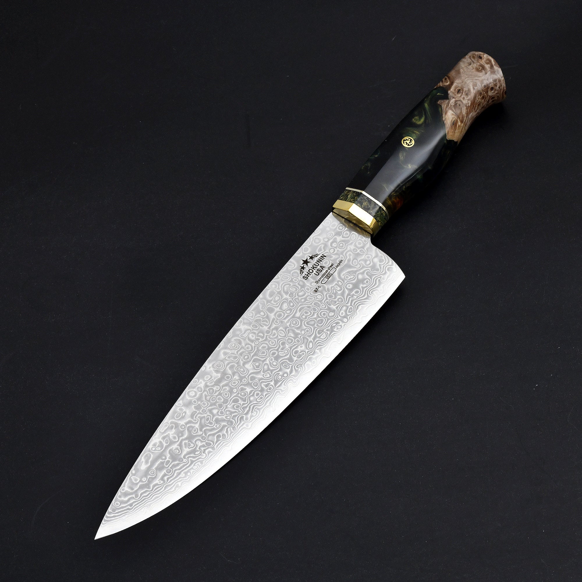 Shinobi VG10 Damascus Chef Knife with Olive Wood Handle - Image 4
