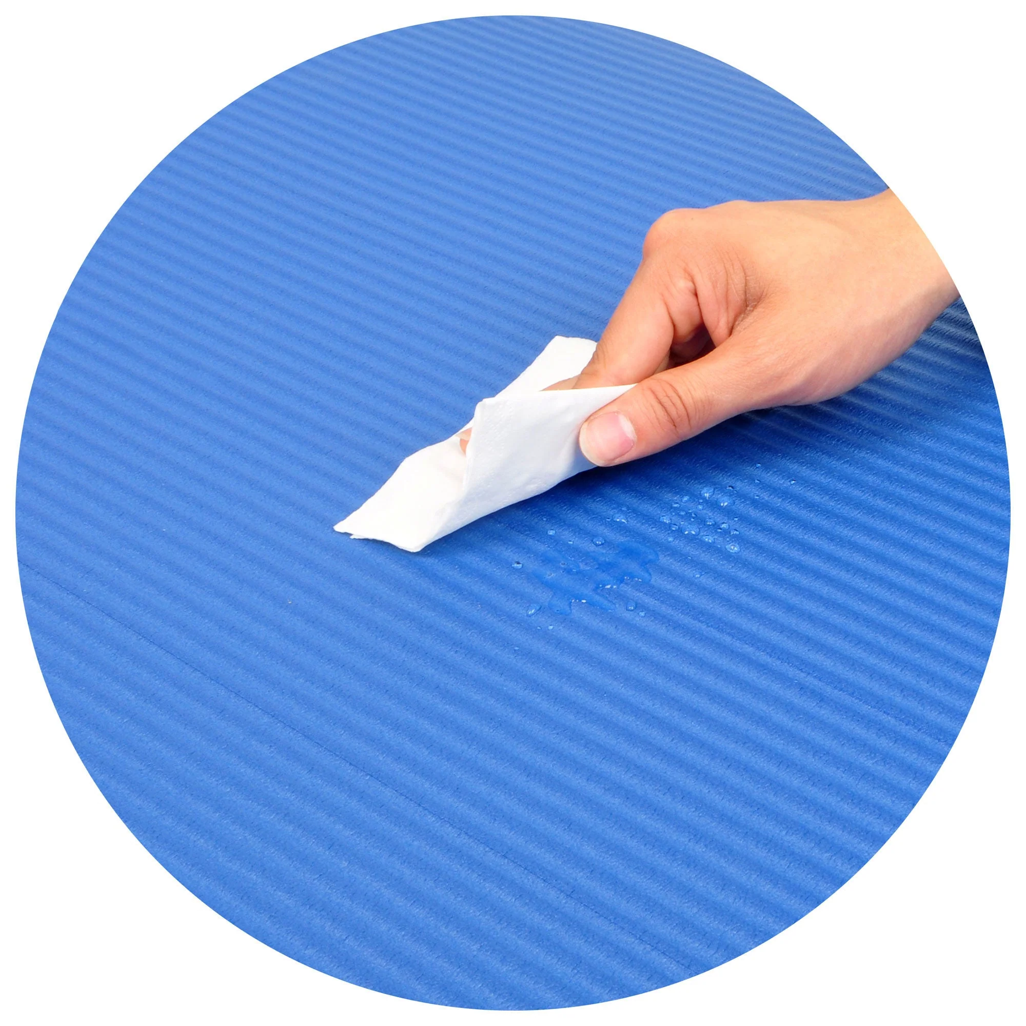 Signature Fitness 1" Extra Thick Exercise Fitness Yoga Mat w/ Carry Strap, Blue - Image 5