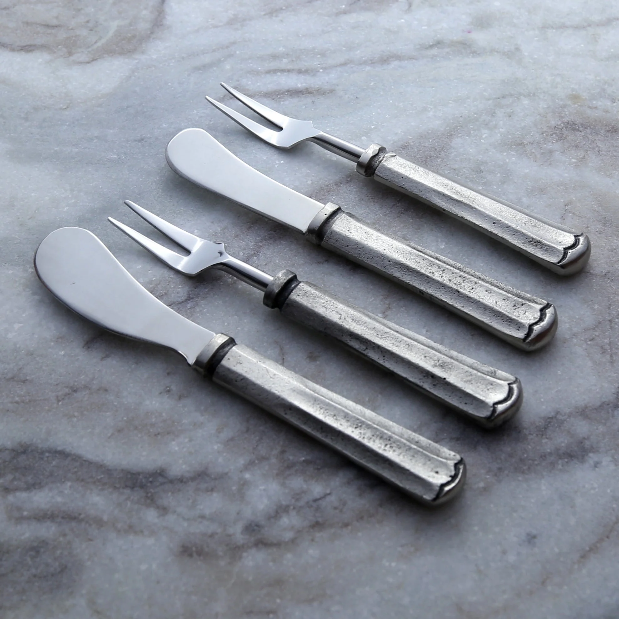 Silver Antique Maharaja Cheese Spreader & Fork 4 Pc. Set - Image 5