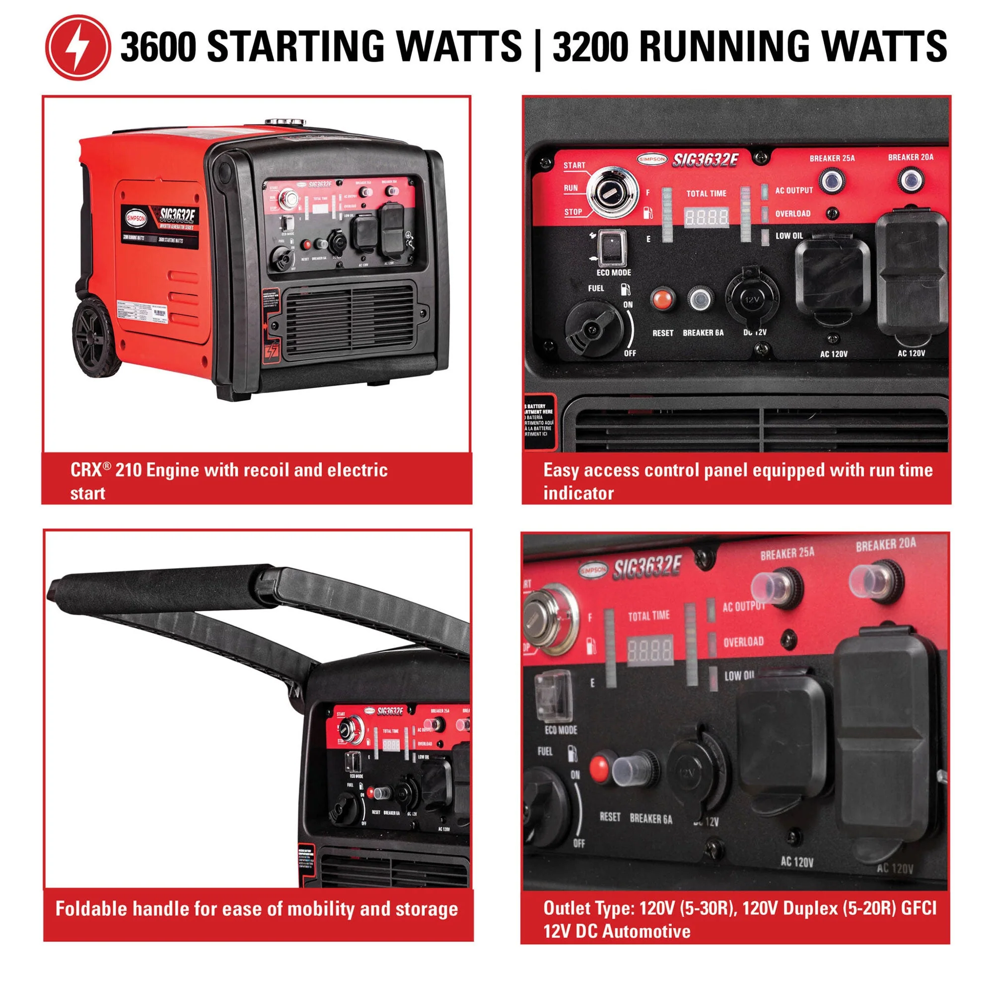 SIMPSON Portable 3200 Watt Gas Inverter Generator and Portable Power Station - Image 2