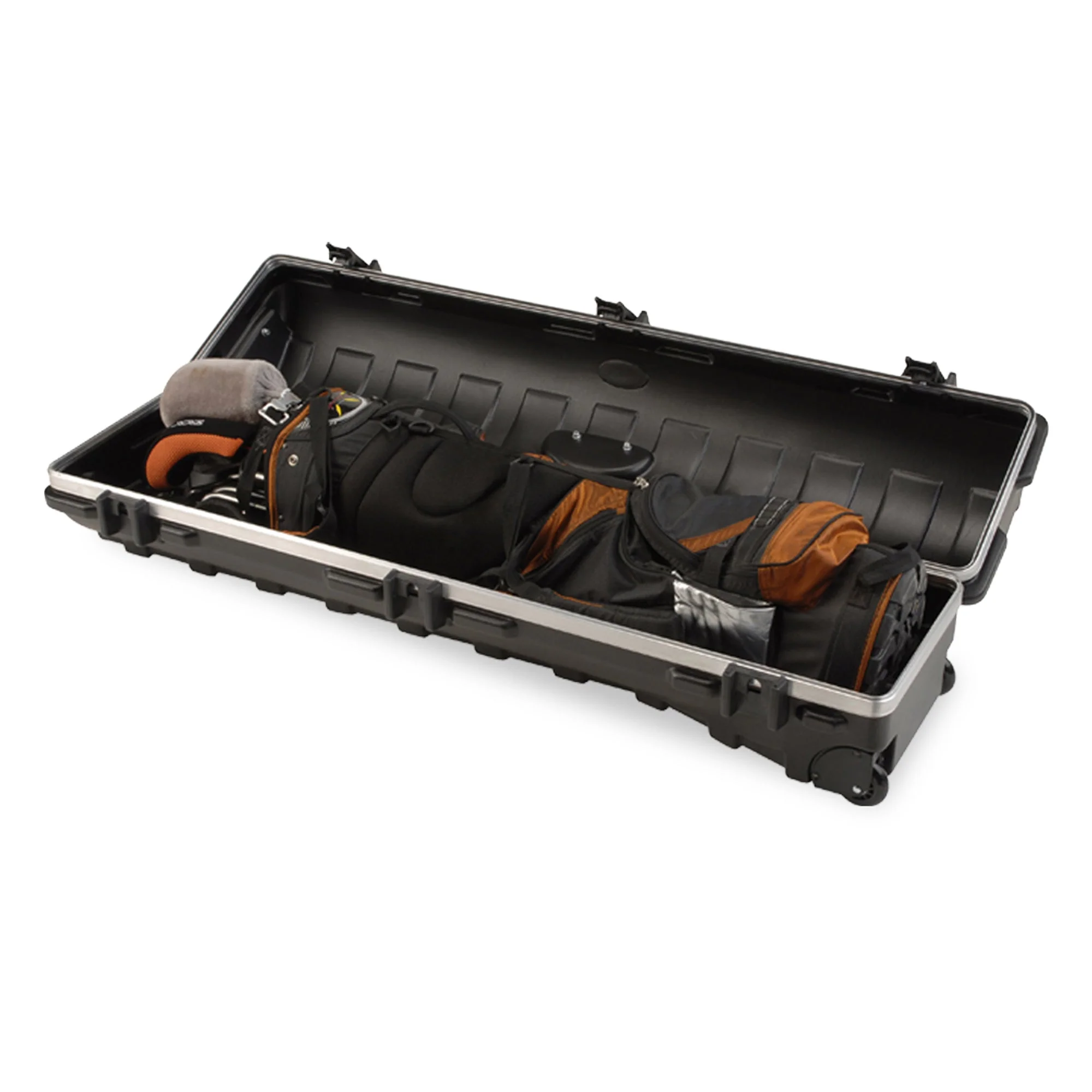 SKB Cases ATA Standard Hard Plastic Wheeled Golf Bag Travel Case, Black (2 Pack) - Image 6
