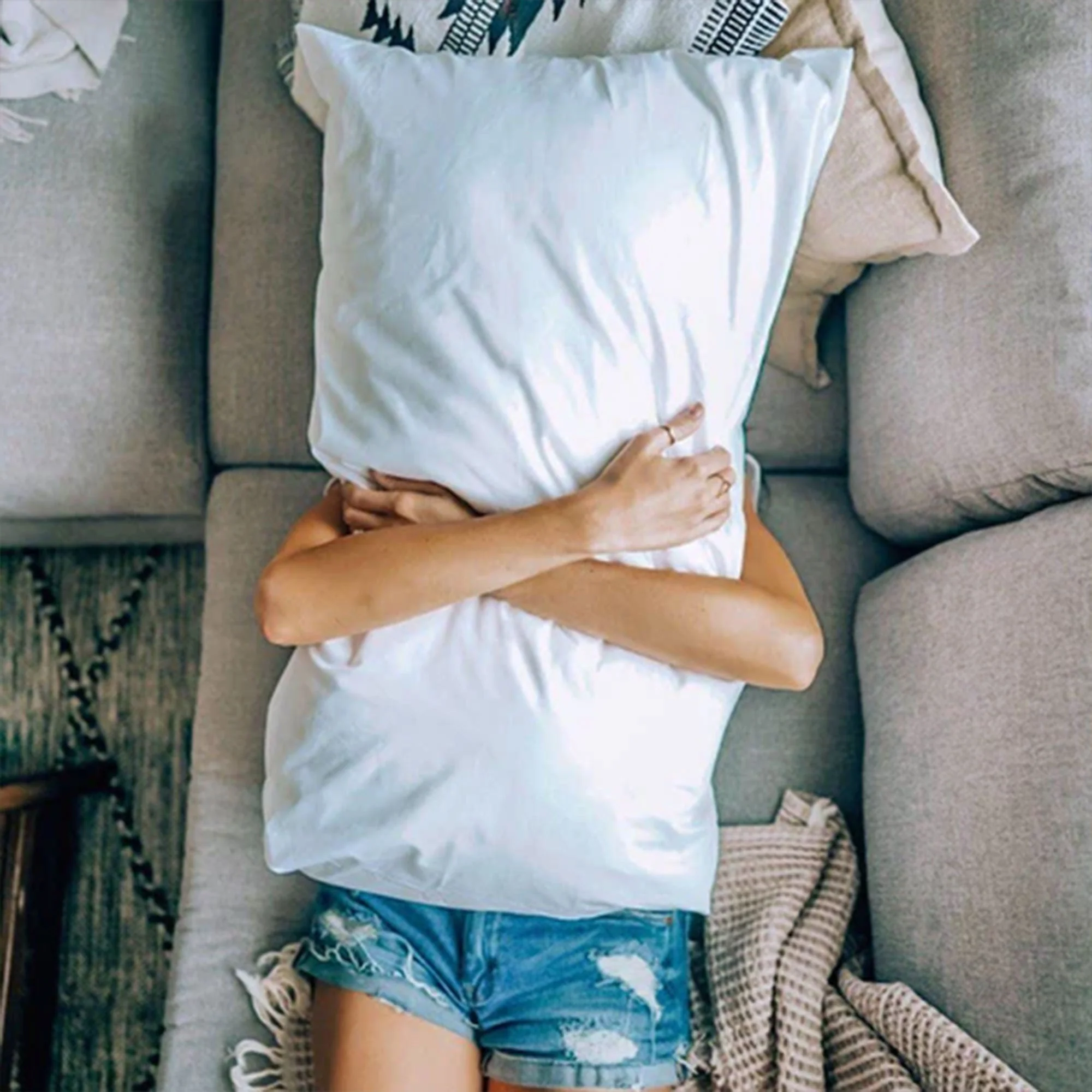 Sleepgram Bed Support Sleeping Pillow with Cover, Queen Size, White (2 Pack) - Image 6
