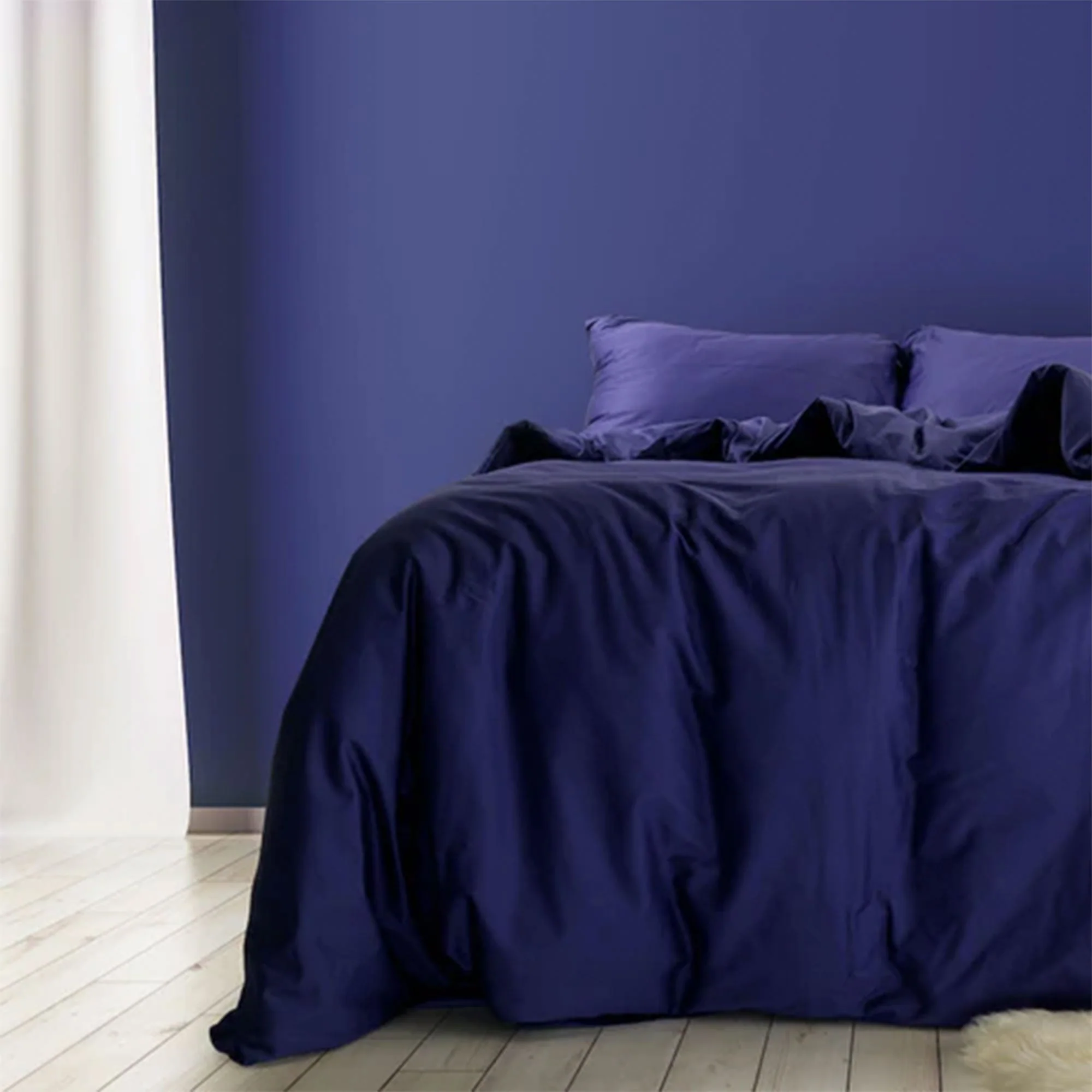 Sleepgram Supima 400 Thread Count Cotton Duvet Cover w/ Travel Bag, King, Violet - Image 5