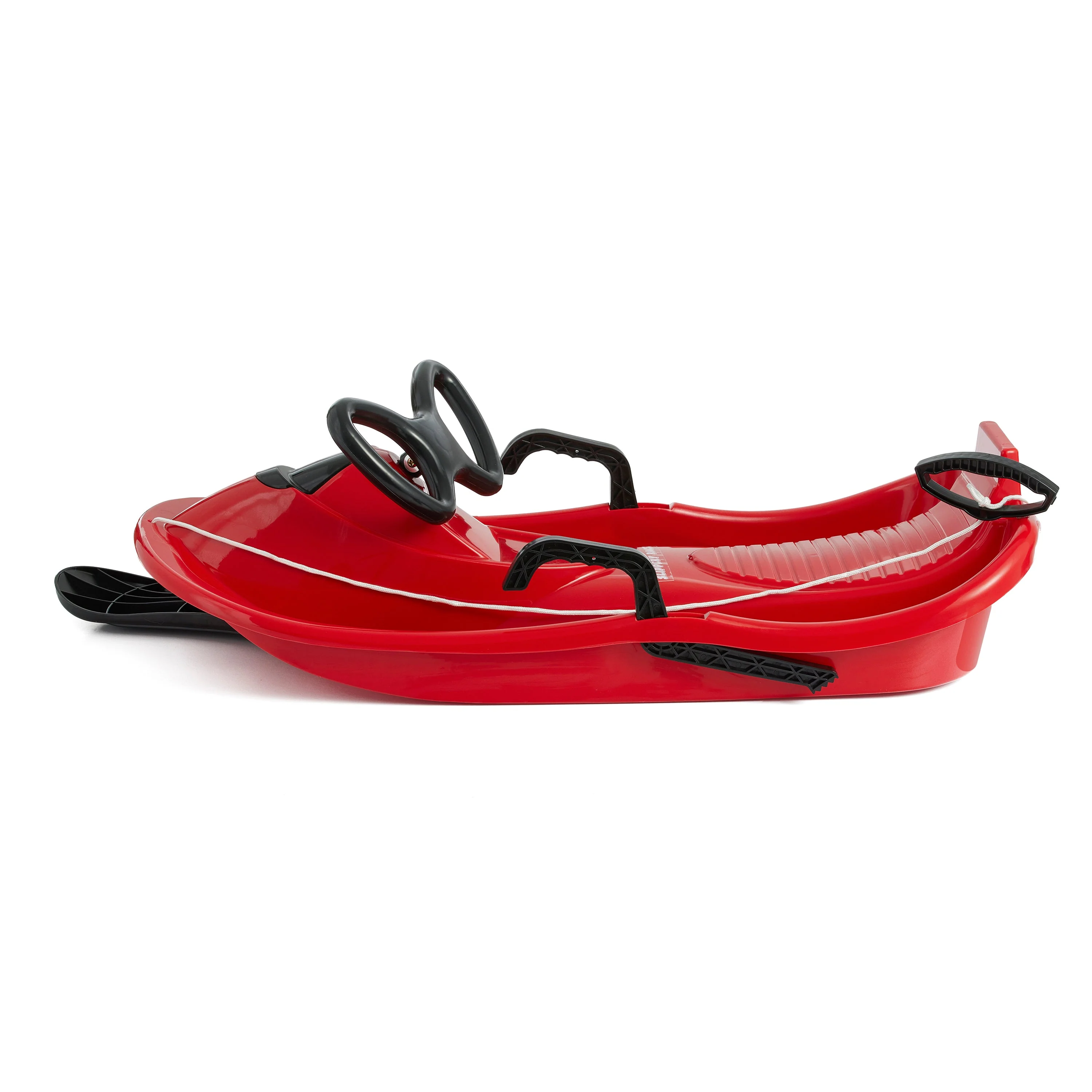 Slippery Racer Downhill Derby Kids Toddler Steerable Plastic Snow Sled, Red - Image 2