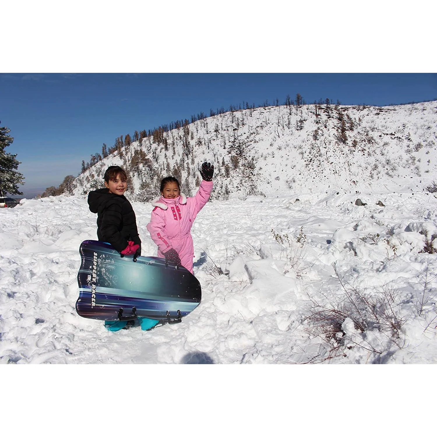 Slippery Racer Downhill Falcon Kids Foam Toboggan Snow Sled, Midnight (3 Pack) - Image 2