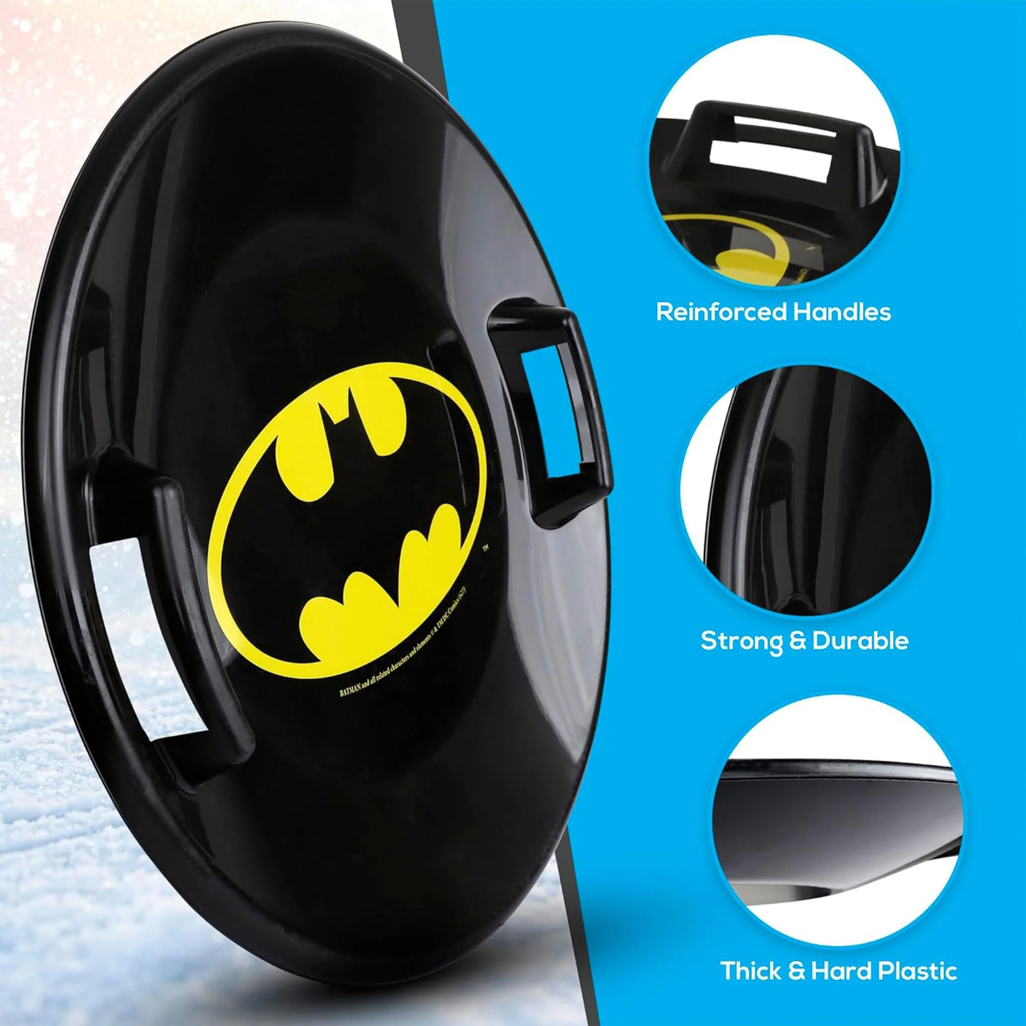 Slippery Racer Downhill Pro Round Batman Plastic Saucer Disc Snow Sled (2 Pack) - Image 3