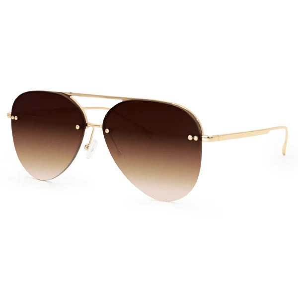 Smaller Megan 2 - Faded Brown Metal Aviator Sunglasses - Image 3
