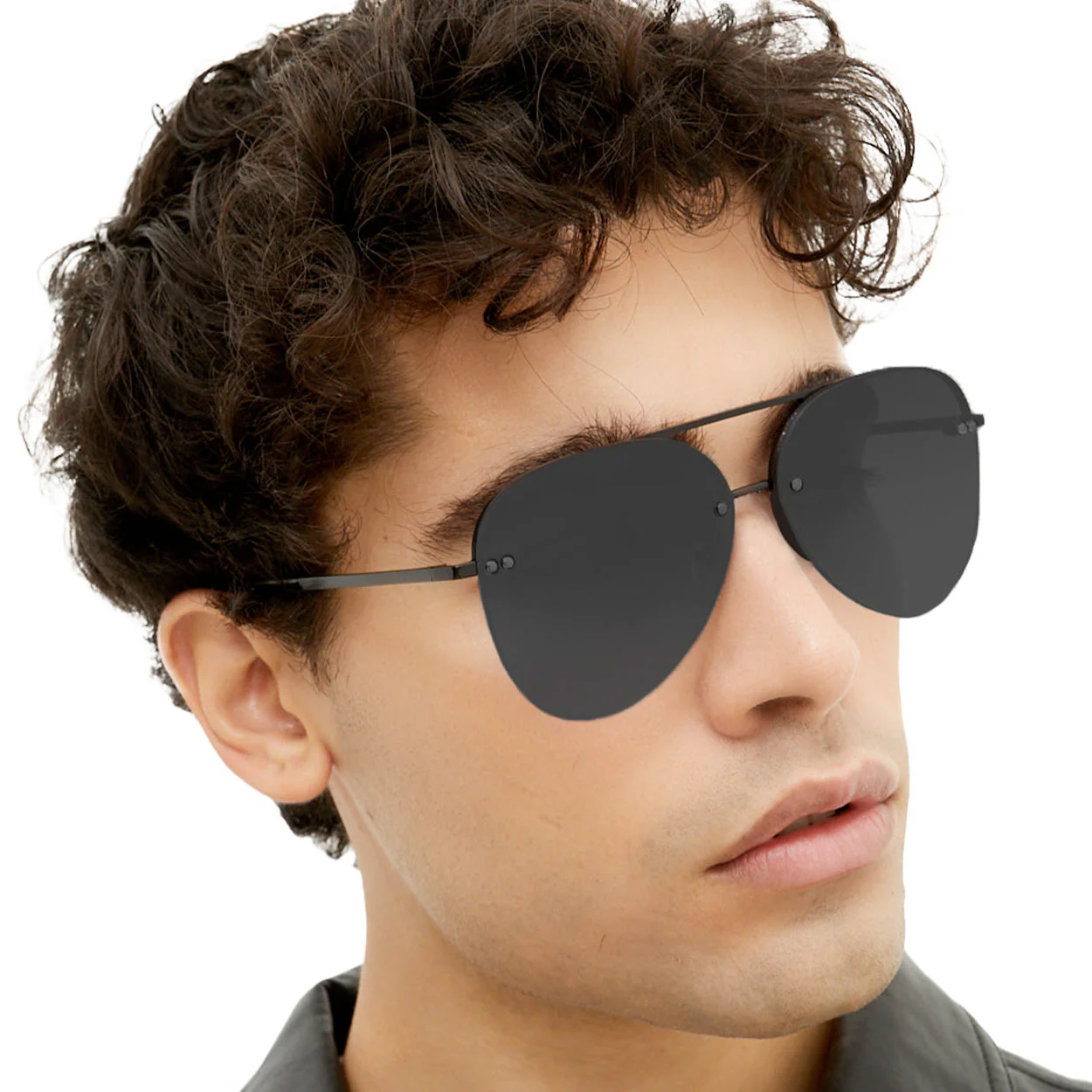 Smaller Megan 2 Jet Black- Tangle Free Aviator Sunglasses - Image 4