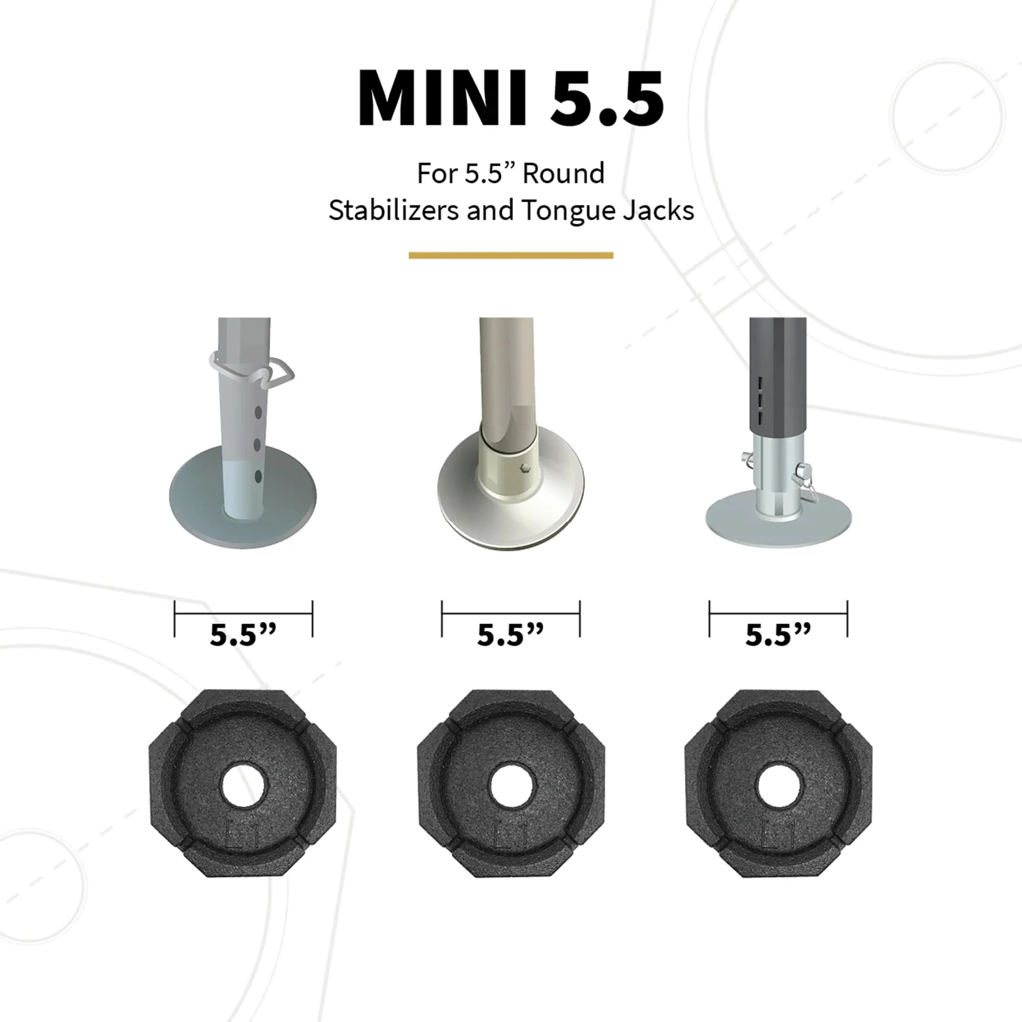 SnapPad Mini 5.5 Inch Permanent Rubber Truck Camper Leveling Jack Pads (4 Pack) - Image 3