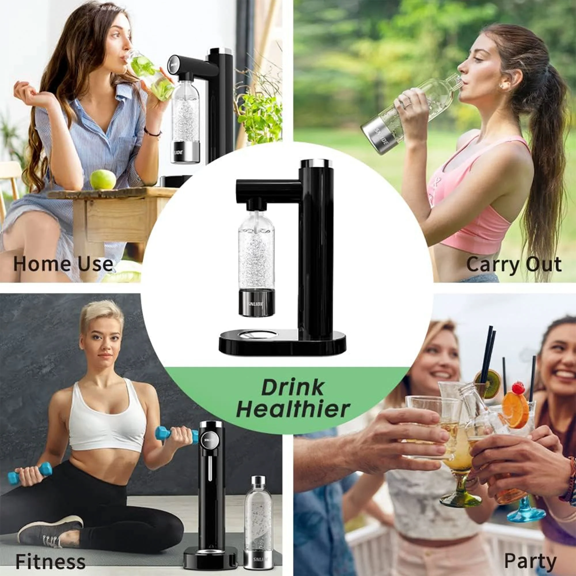 SNLIDE Soda Maker Soda Water Machine with 1,000ML Pet Bottle and DIY Stickers - Image 6